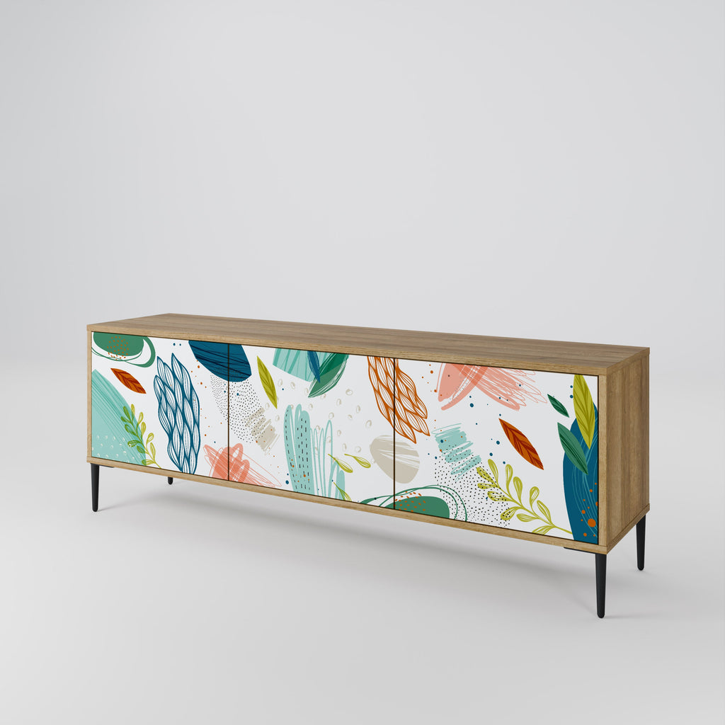 Meuble TV 3 portes BOTANICAL HURRICANE effet chêne