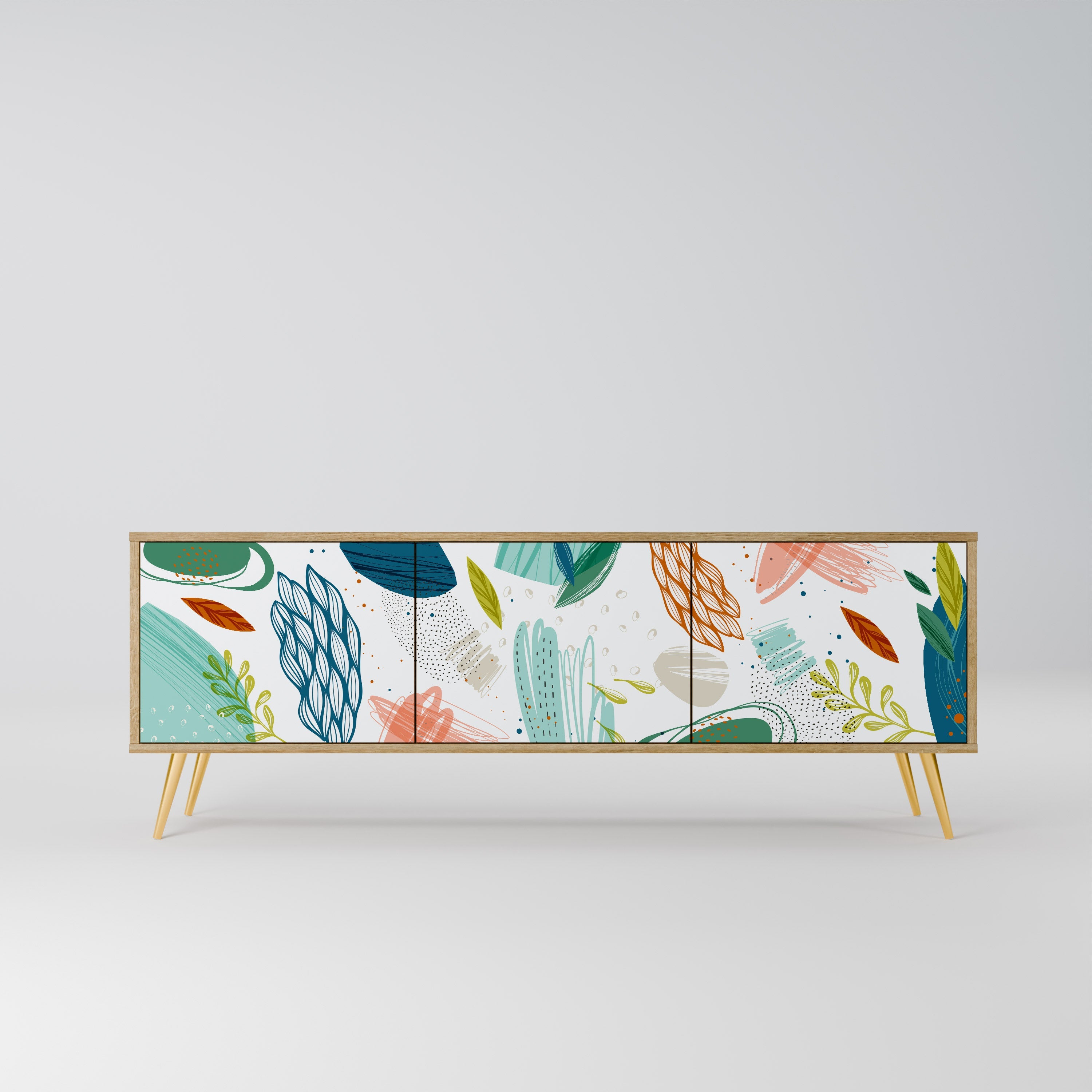 Meuble TV 3 portes BOTANICAL HURRICANE effet chêne