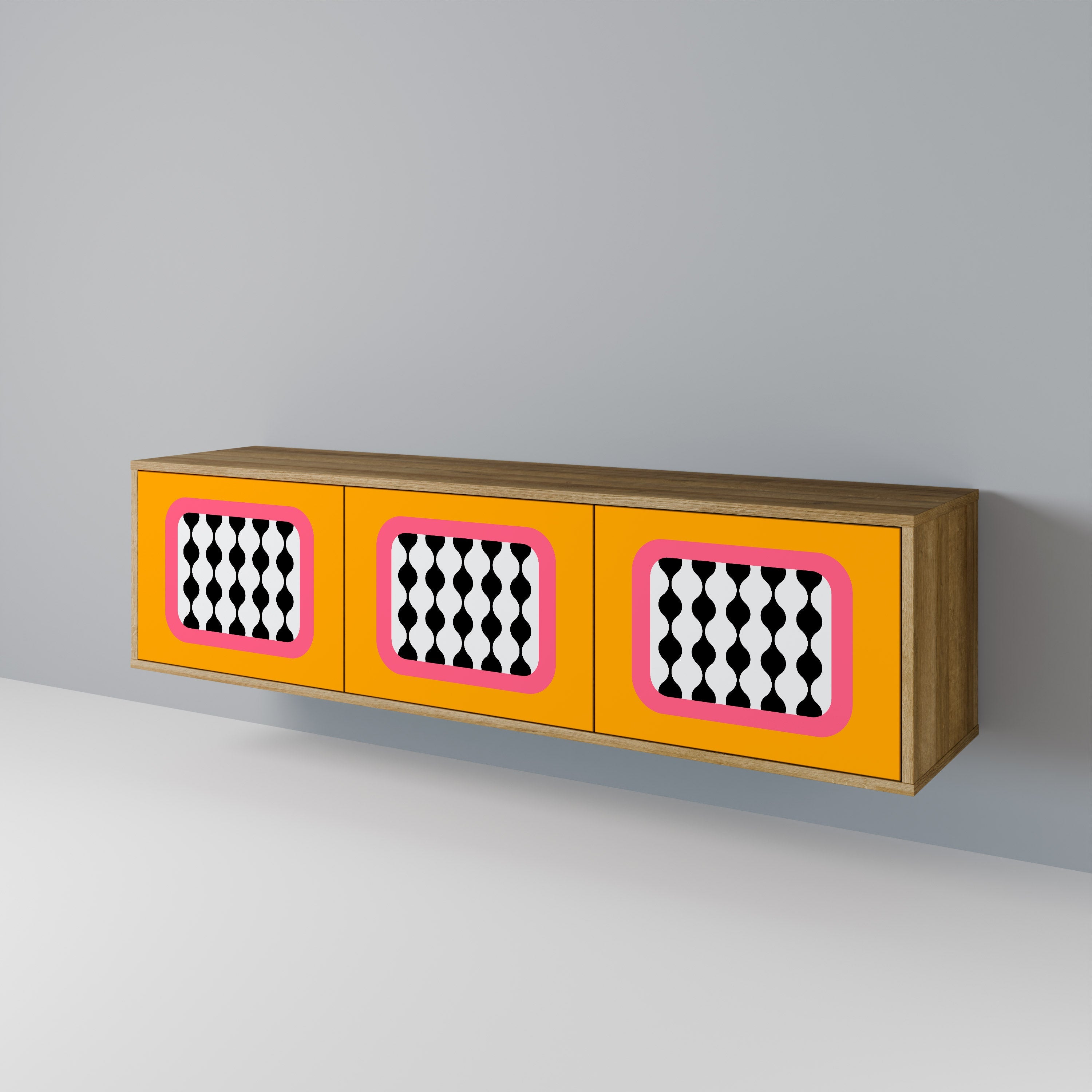 Meuble TV 3 portes TEARS IN HEAVEN effet chêne