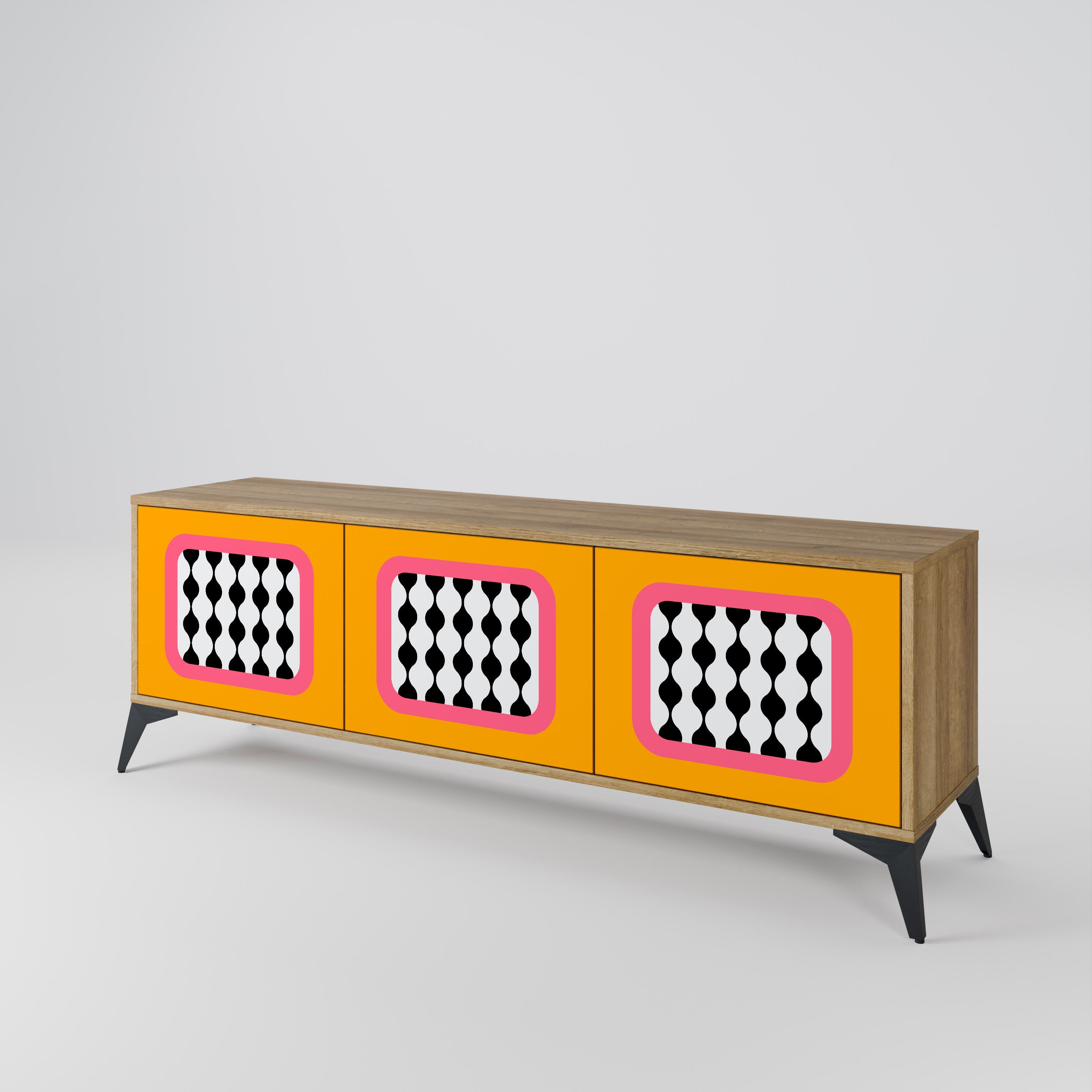 Meuble TV 3 portes TEARS IN HEAVEN effet chêne