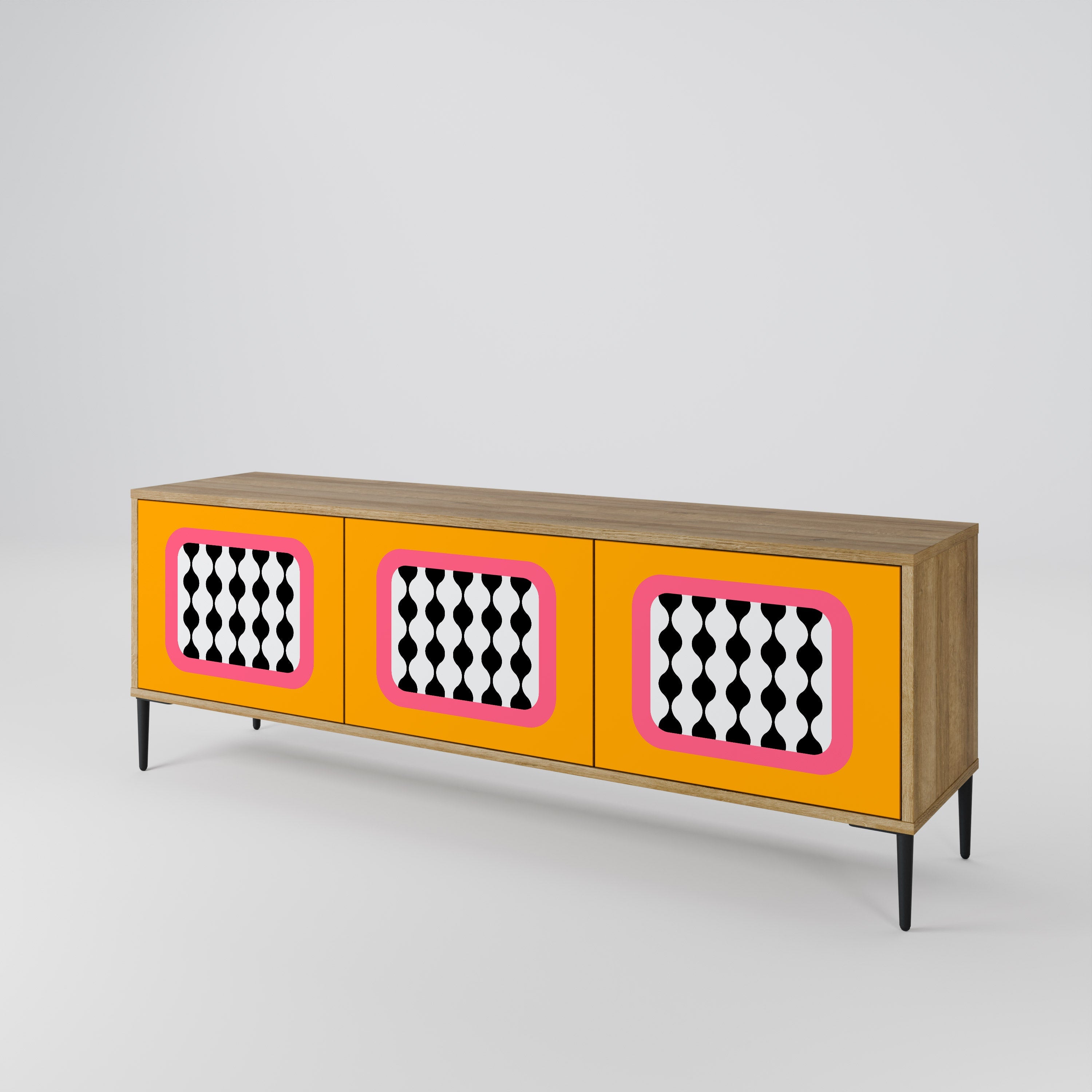 Meuble TV 3 portes TEARS IN HEAVEN effet chêne