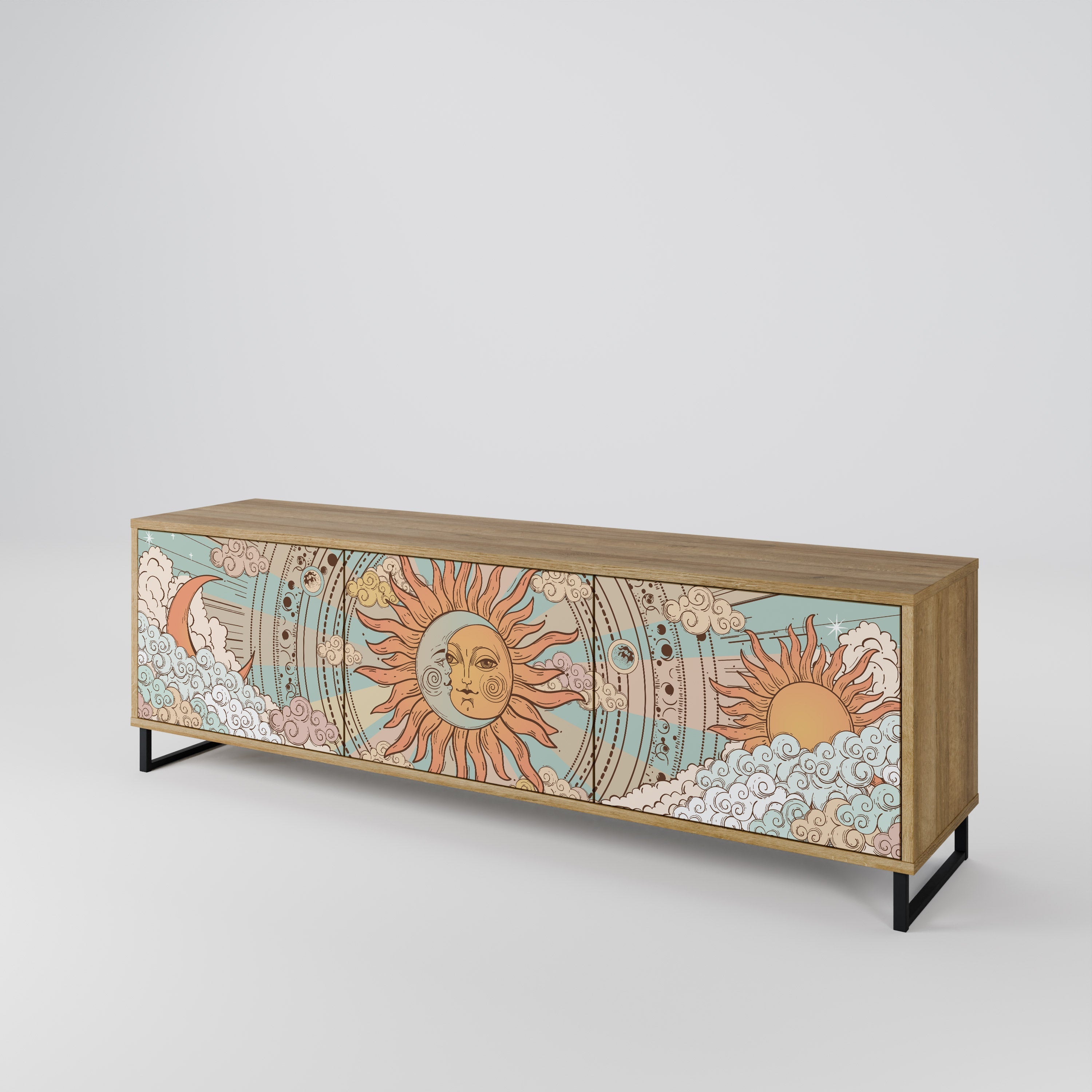 Meuble TV 3 portes MYSTICAL STRUCTURE effet chêne