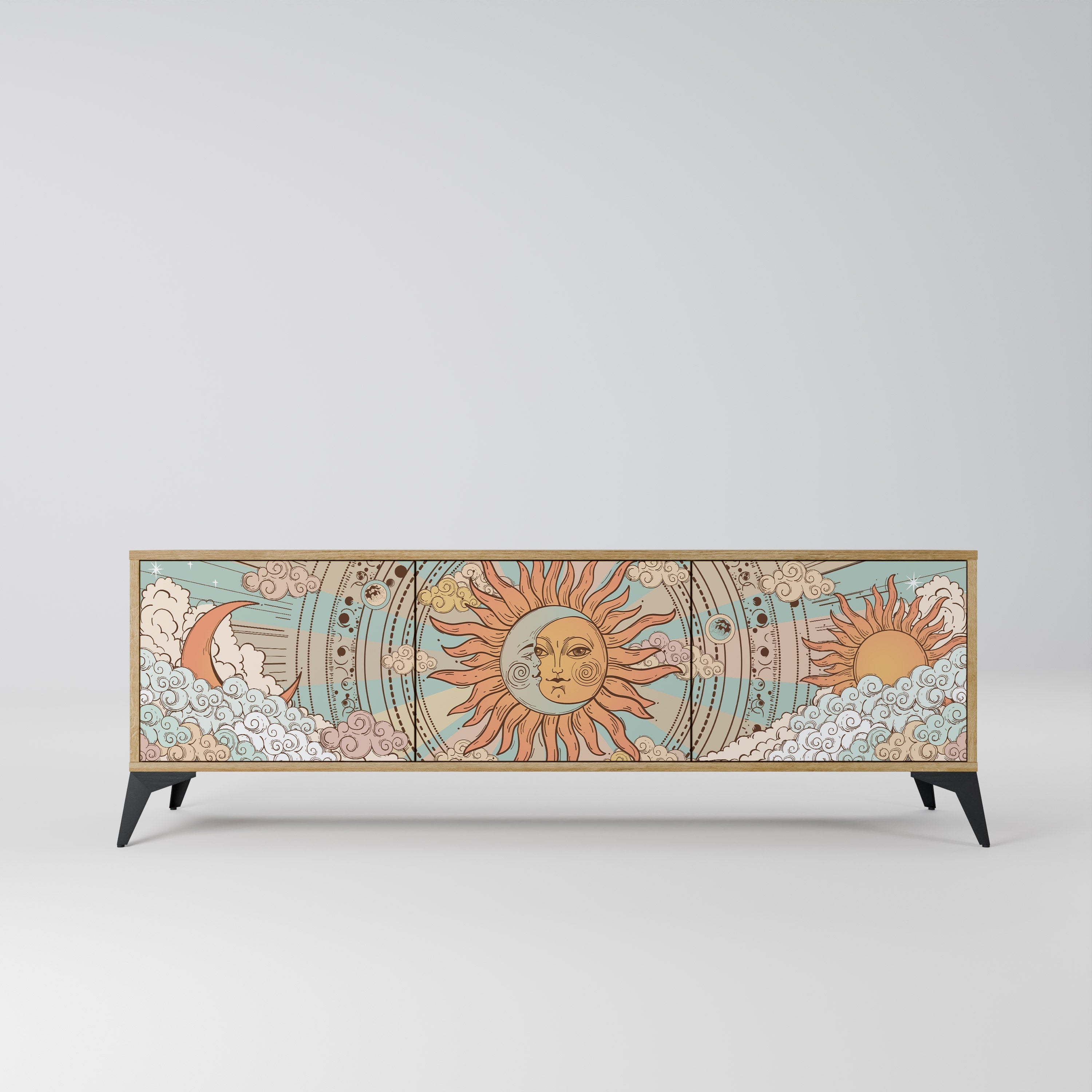 Meuble TV 3 portes MYSTICAL STRUCTURE effet chêne