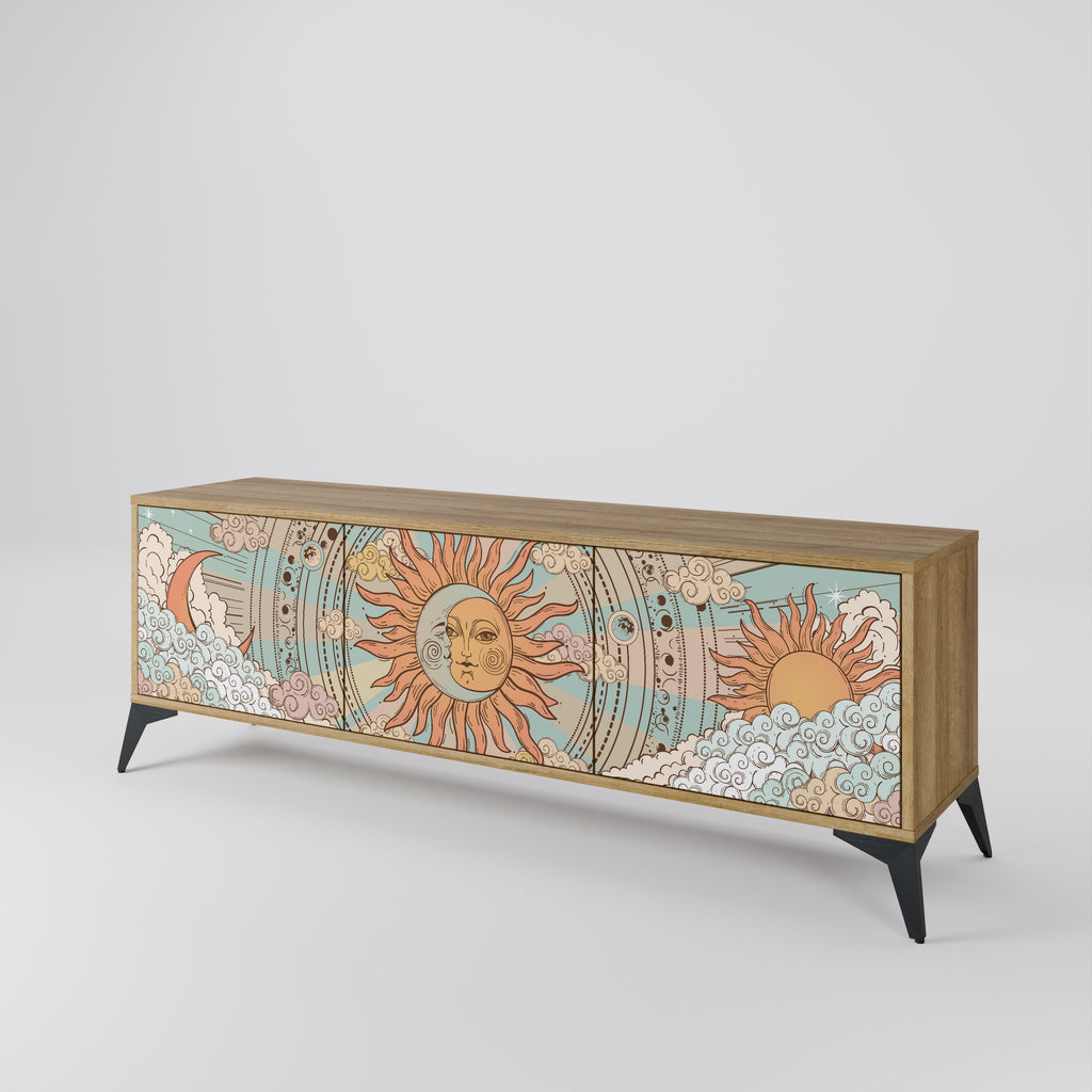 Meuble TV 3 portes MYSTICAL STRUCTURE effet chêne