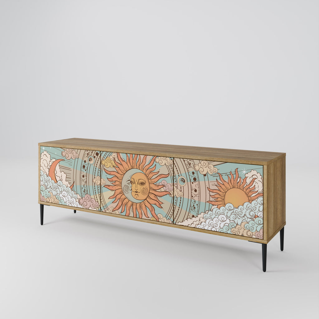 Meuble TV 3 portes MYSTICAL STRUCTURE effet chêne