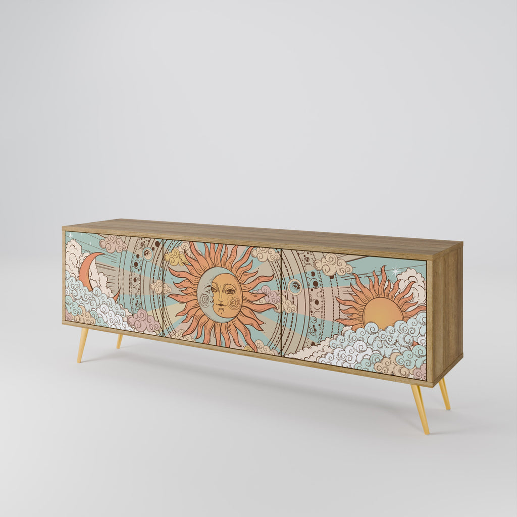 Meuble TV 3 portes MYSTICAL STRUCTURE effet chêne