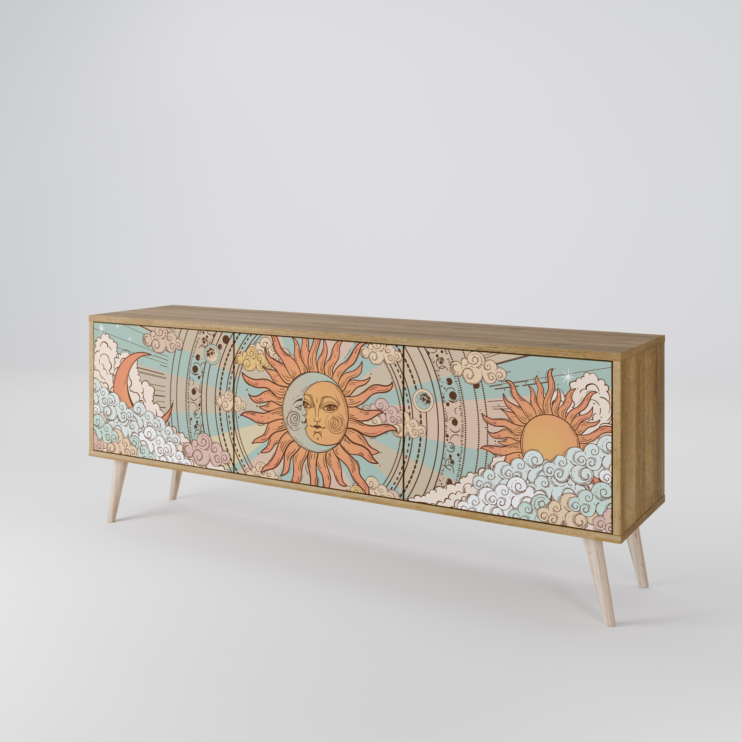 Meuble TV 3 portes MYSTICAL STRUCTURE effet chêne