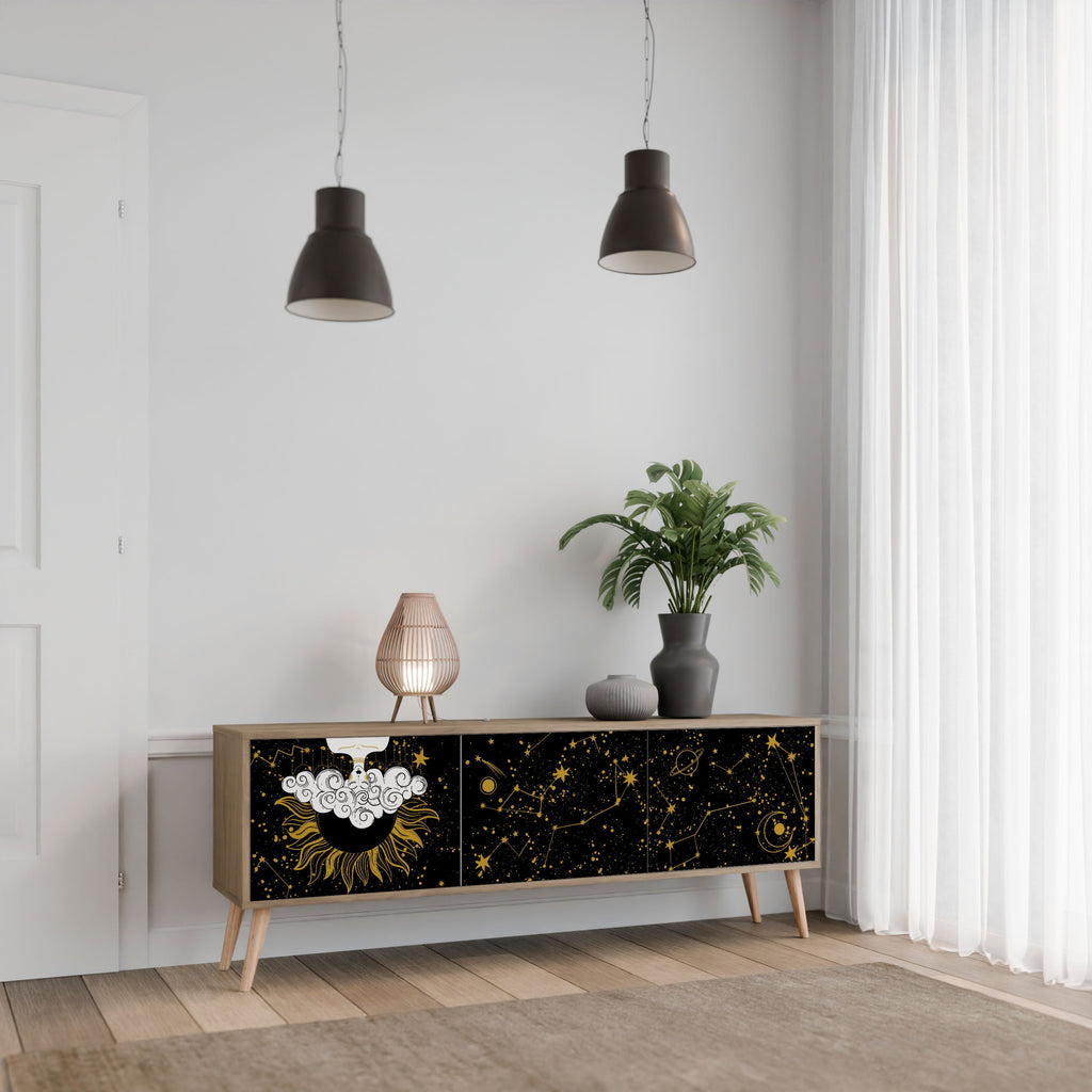 Meuble TV 3 portes effet chêne STELLAR CONSTELLATIONS