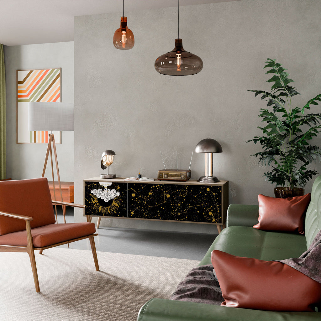 Meuble TV 3 portes effet chêne STELLAR CONSTELLATIONS