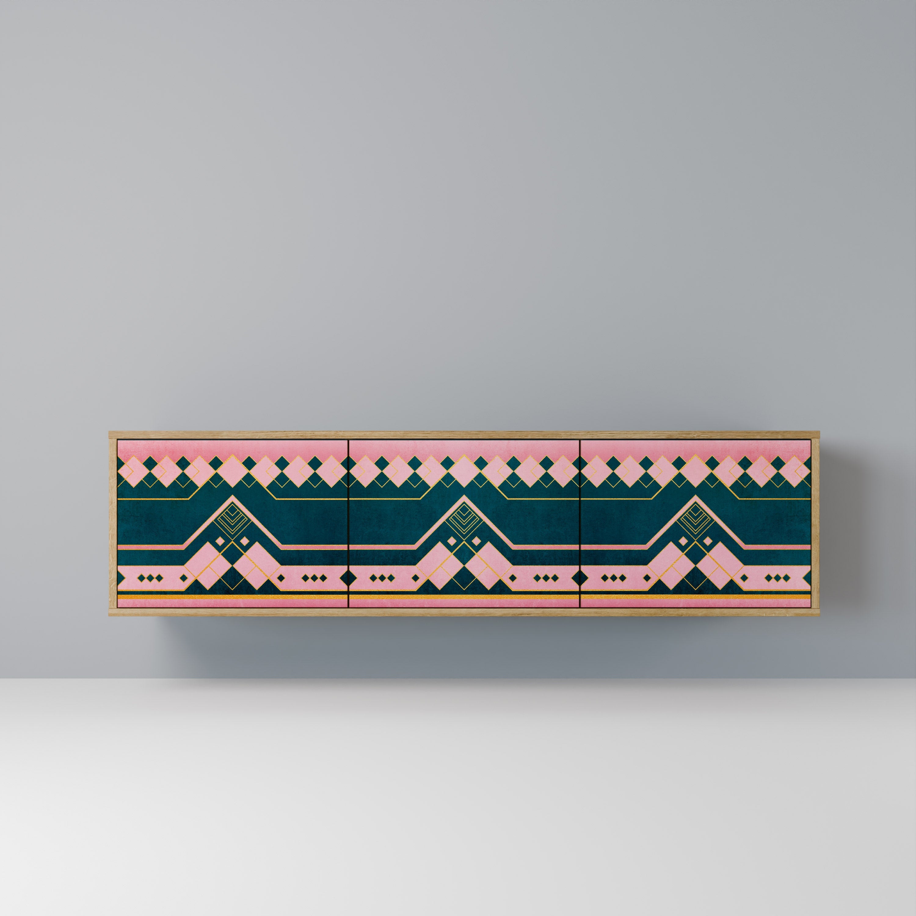 Meuble TV 3 portes ROYAL COMPOSITION effet chêne