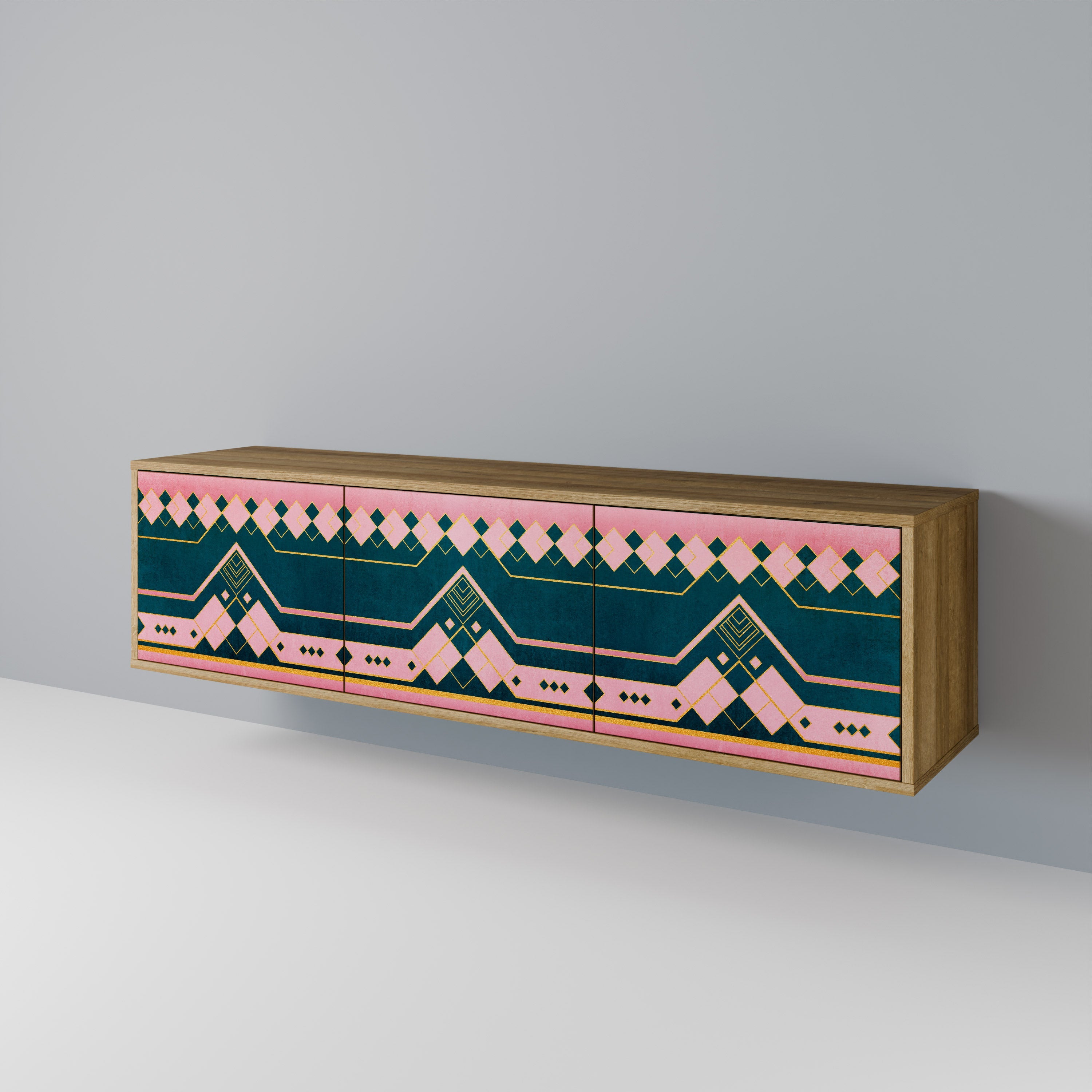 Meuble TV 3 portes ROYAL COMPOSITION effet chêne