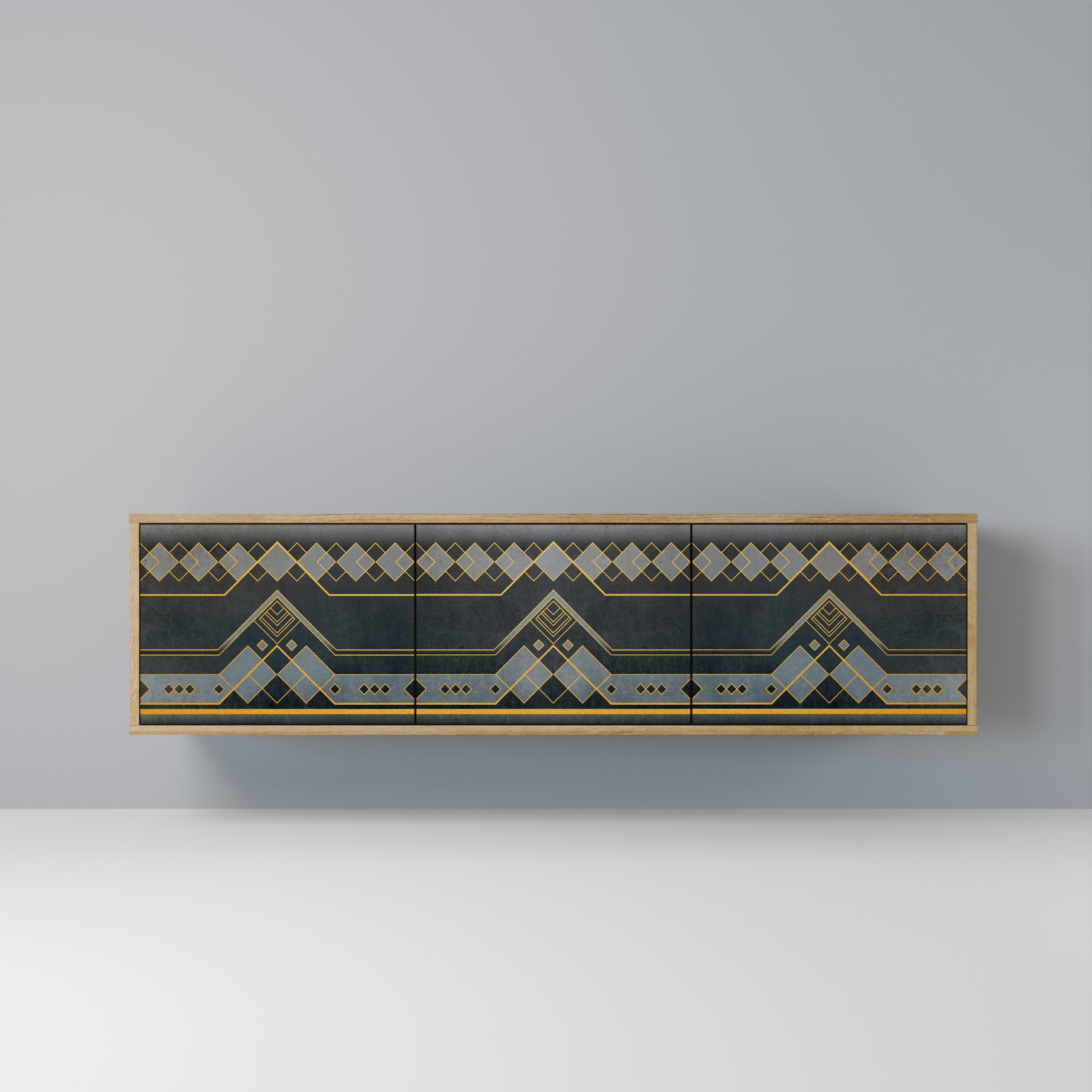 Meuble TV 3 portes ROYAL ORDINARINESS effet chêne