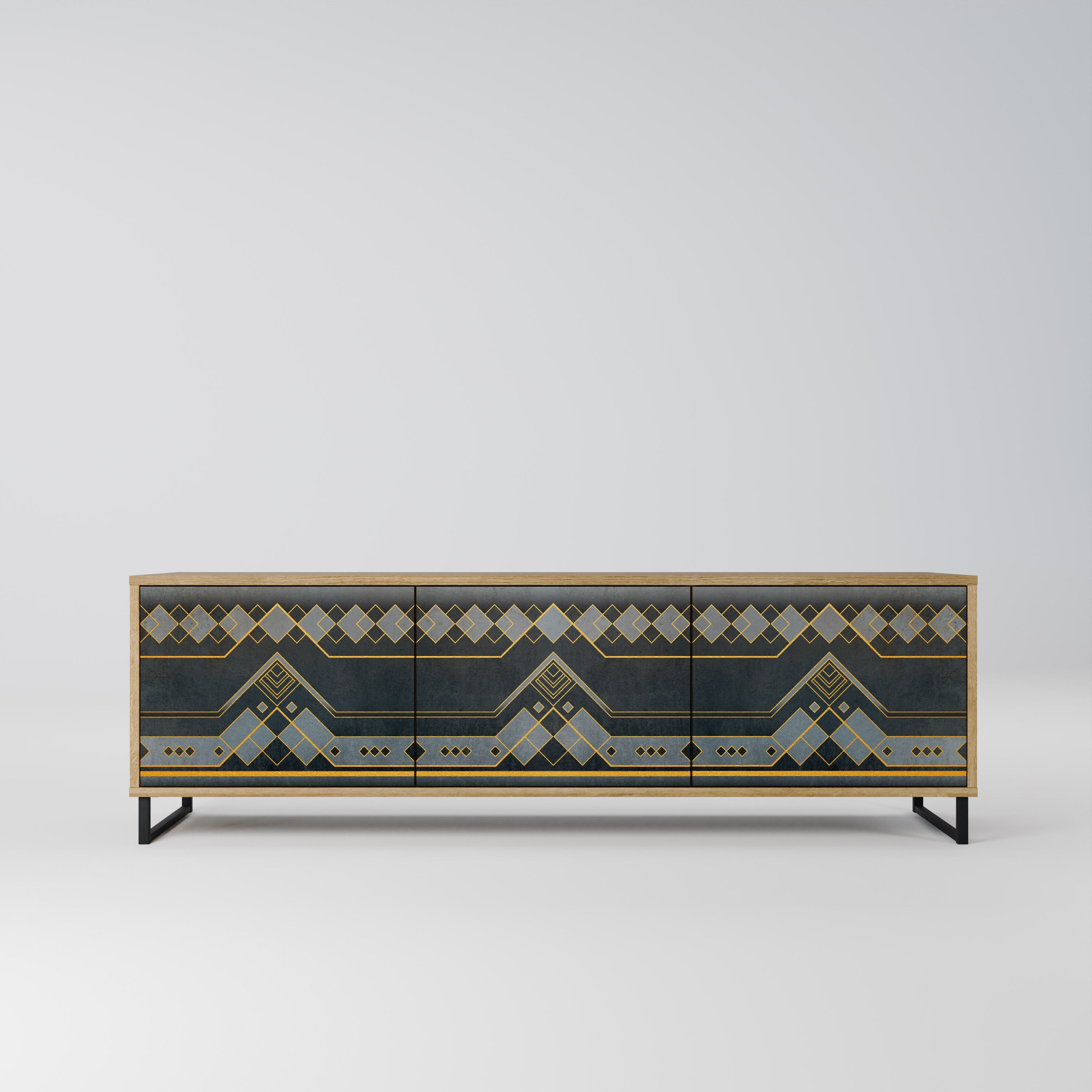 Meuble TV 3 portes ROYAL ORDINARINESS effet chêne