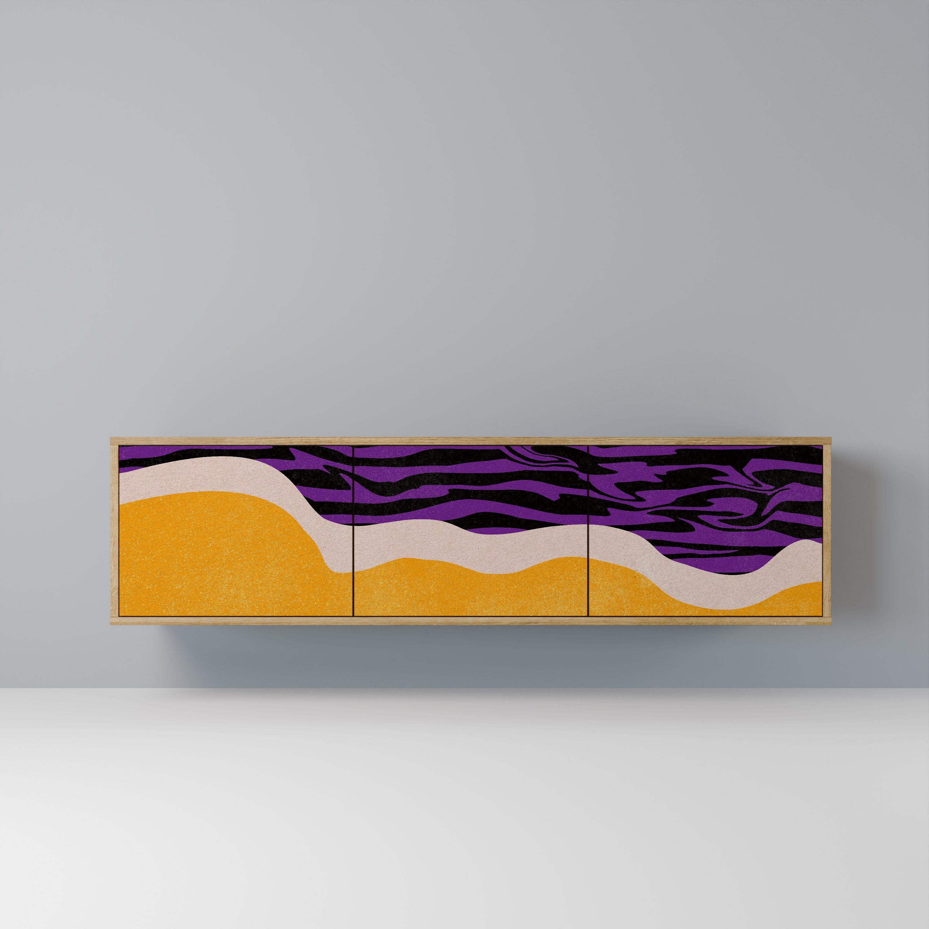 Meuble TV 3 portes INDEPENDENT BORDER effet chêne