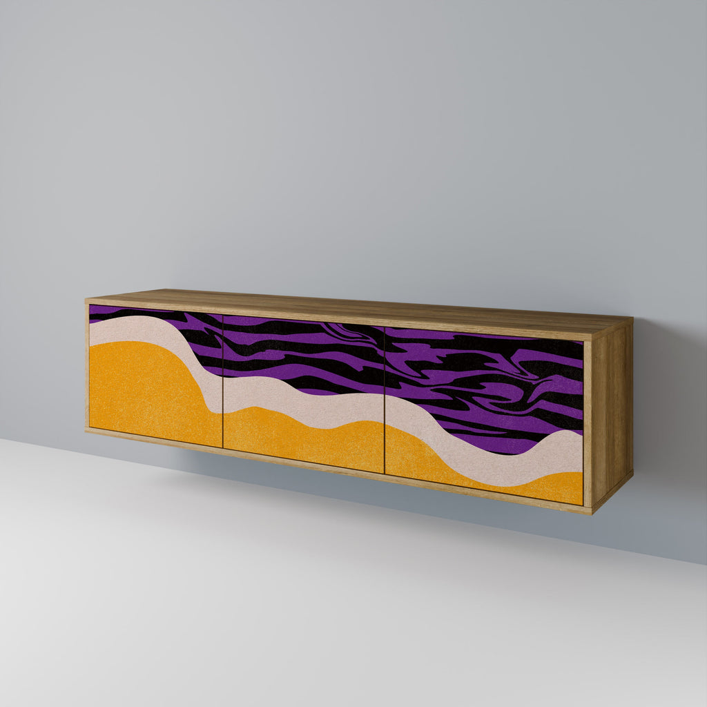 Meuble TV 3 portes INDEPENDENT BORDER effet chêne