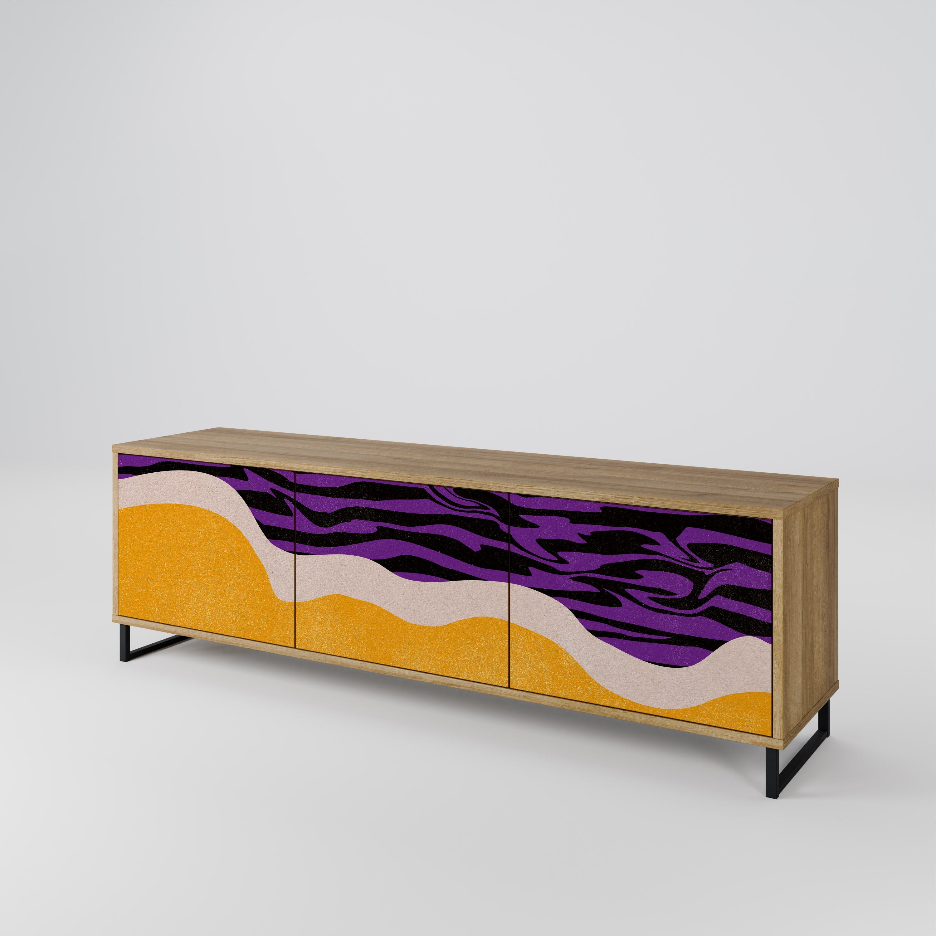 Meuble TV 3 portes INDEPENDENT BORDER effet chêne