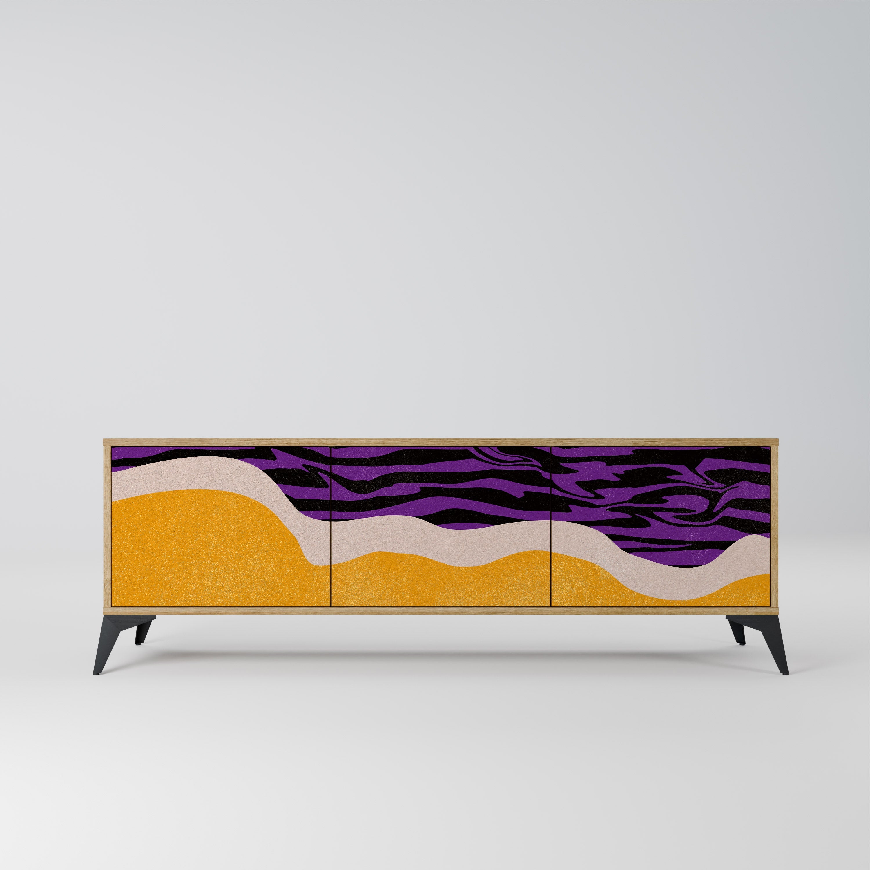 Meuble TV 3 portes INDEPENDENT BORDER effet chêne