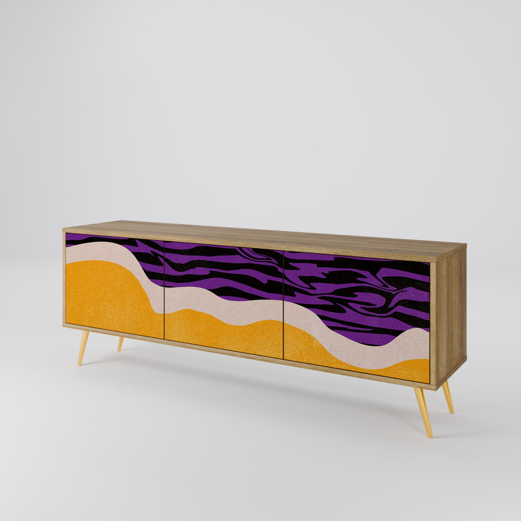 Meuble TV 3 portes INDEPENDENT BORDER effet chêne