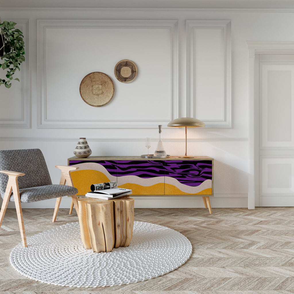 Meuble TV 3 portes INDEPENDENT BORDER effet chêne