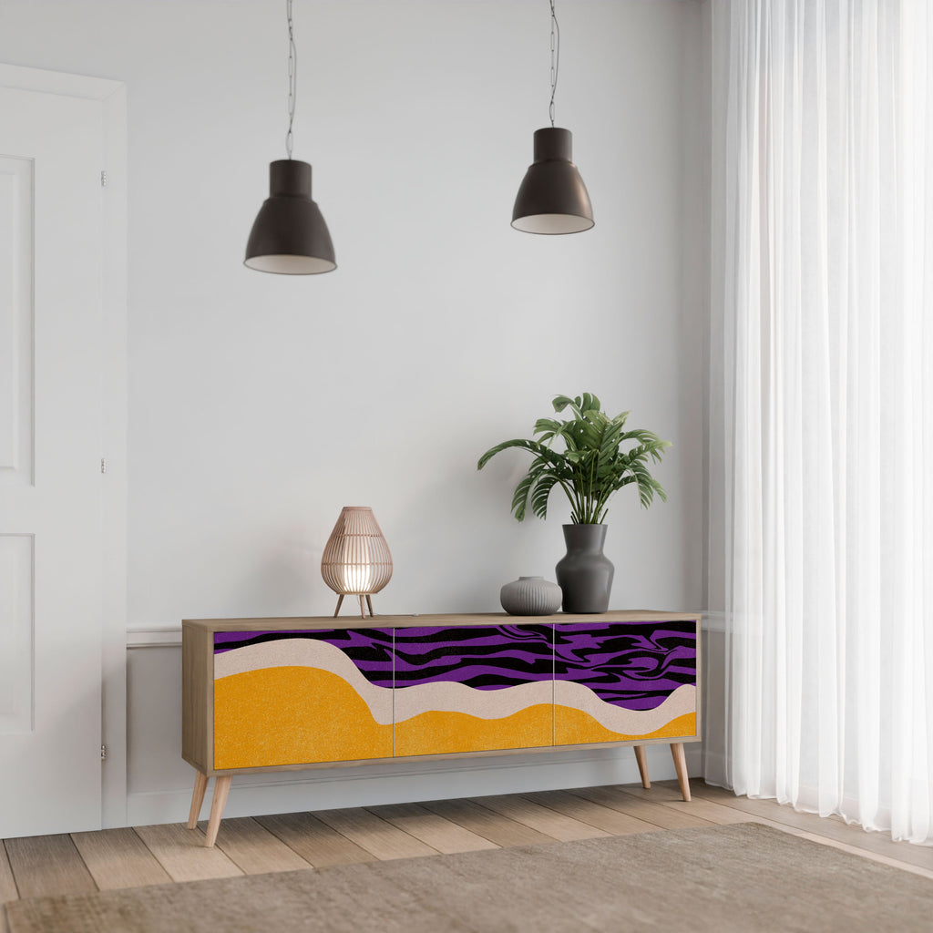 Meuble TV 3 portes INDEPENDENT BORDER effet chêne