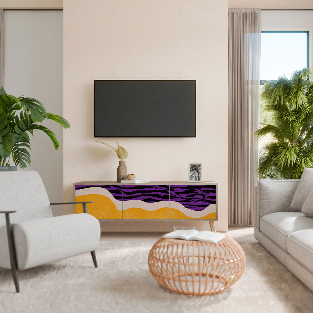 Meuble TV 3 portes INDEPENDENT BORDER effet chêne