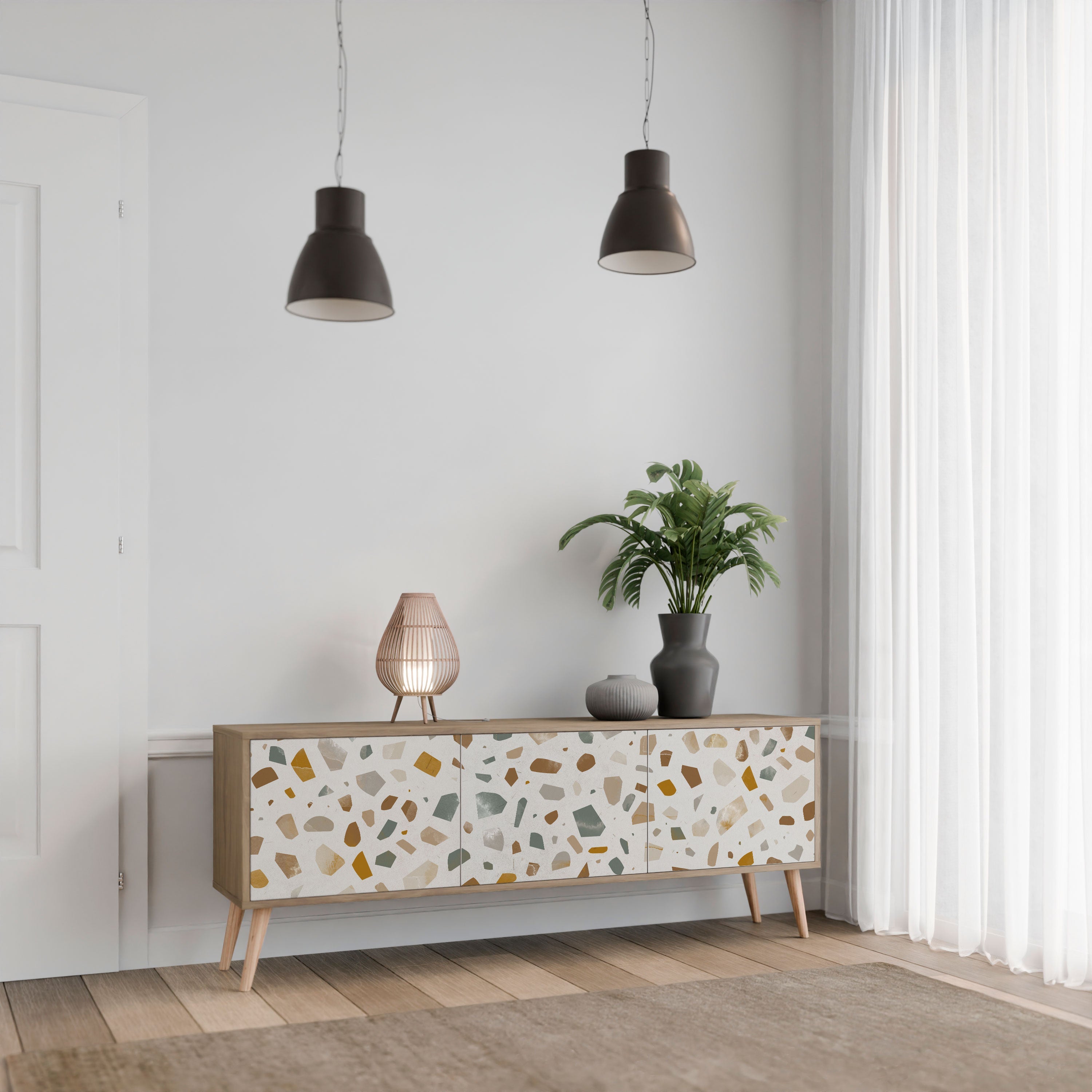 Meuble TV 3 portes PIECES OF TOMORROW effet chêne