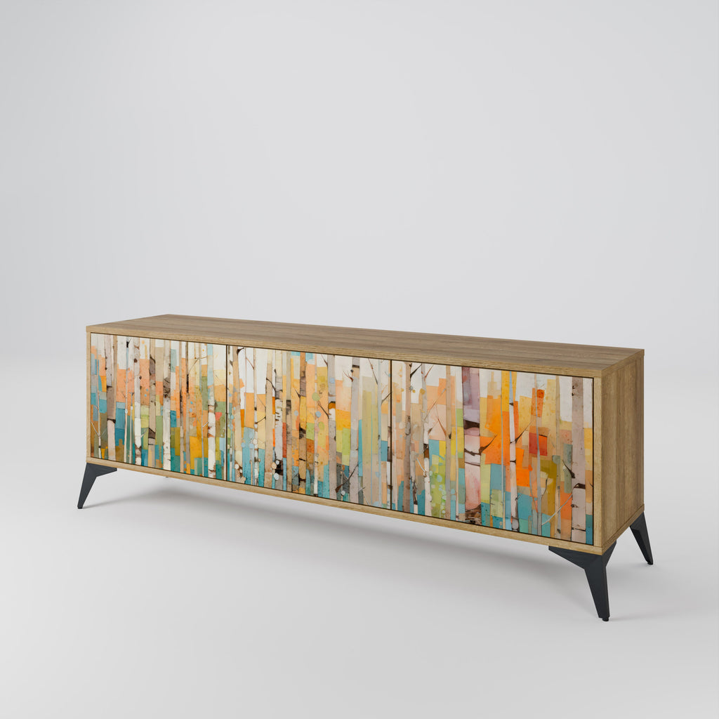 Meuble TV 3 portes BIRCH KALEIDOSCOPE effet chêne