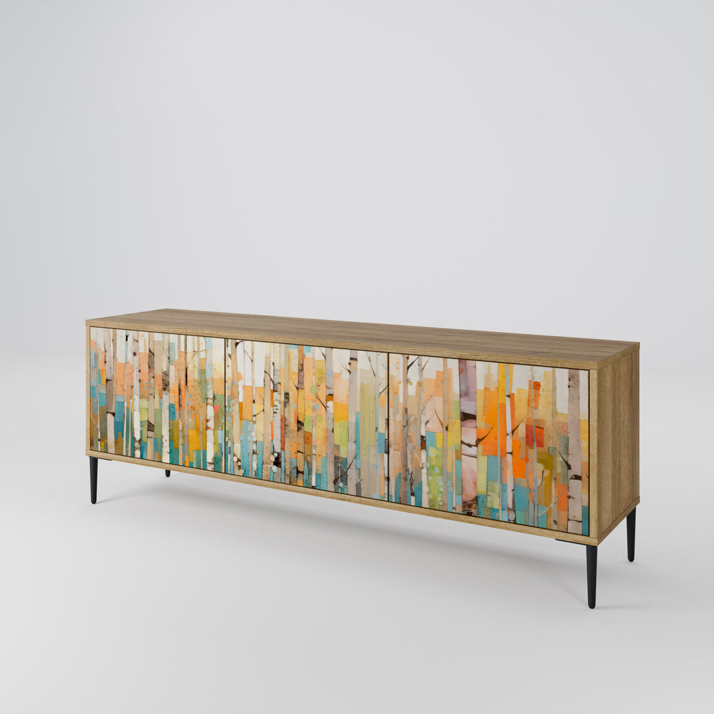 Meuble TV 3 portes BIRCH KALEIDOSCOPE effet chêne