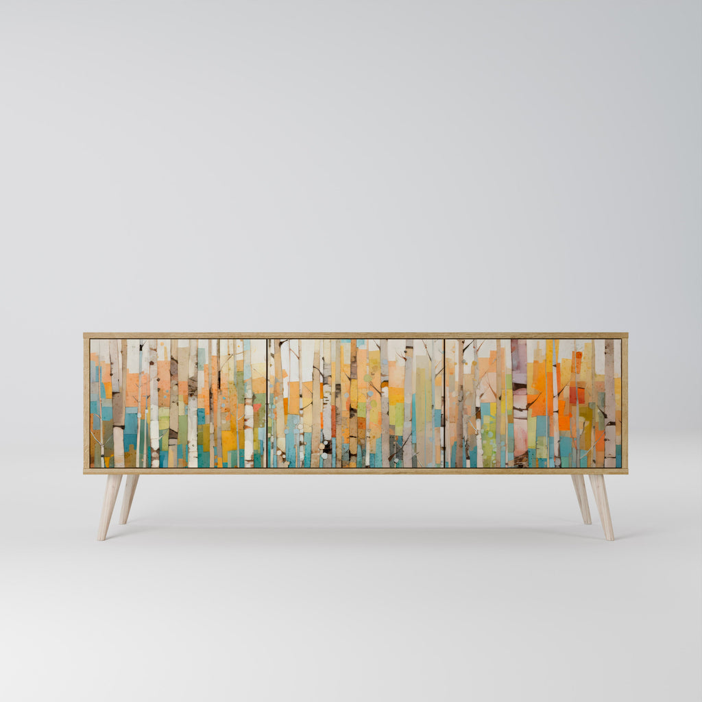 Meuble TV 3 portes BIRCH KALEIDOSCOPE effet chêne