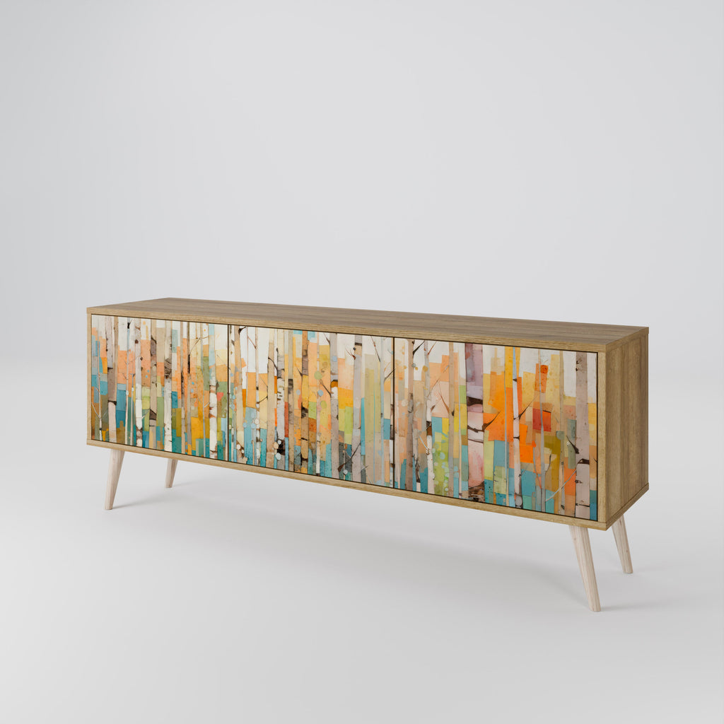 Meuble TV 3 portes BIRCH KALEIDOSCOPE effet chêne