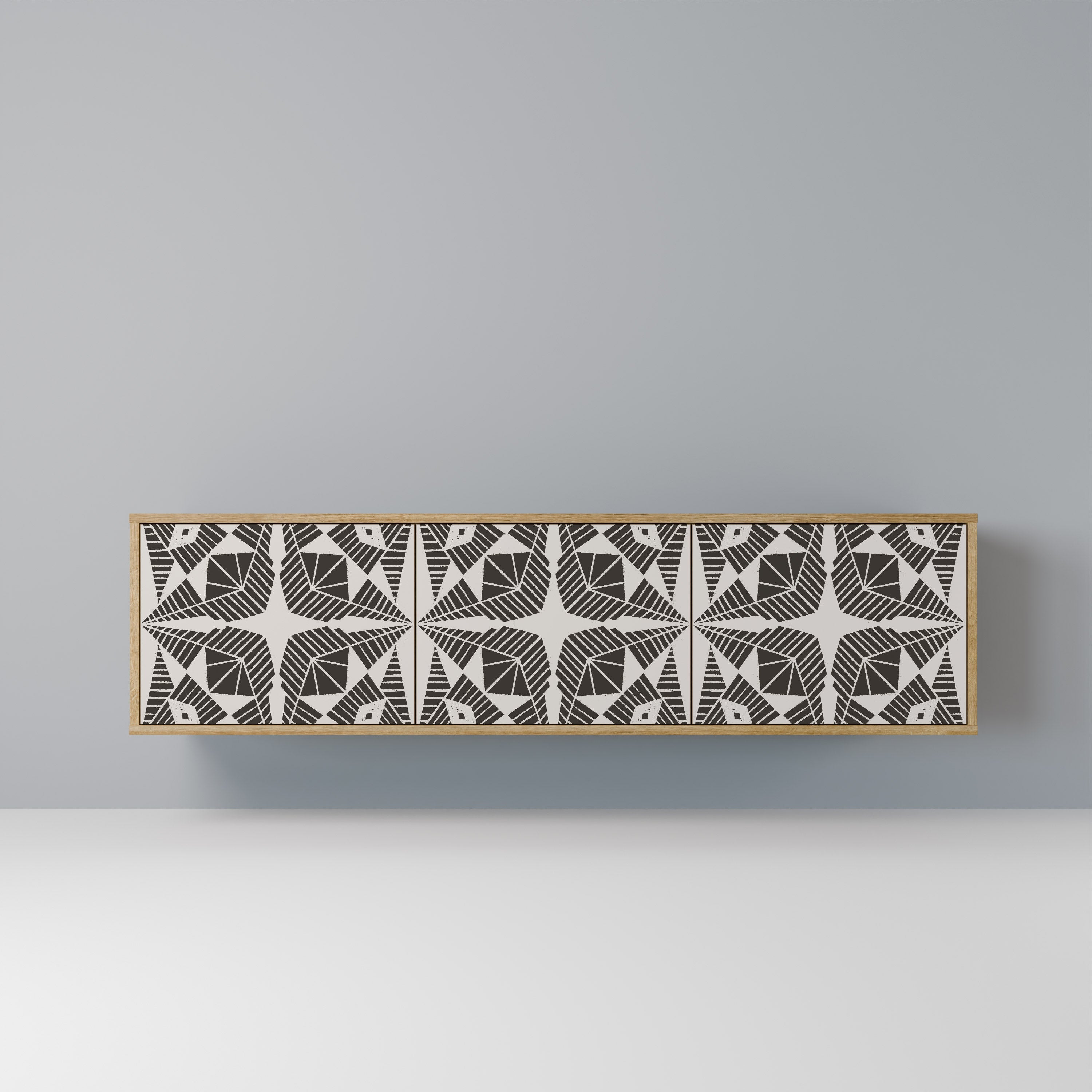 Meuble TV 3 portes MONOCHROME NEXUS effet chêne