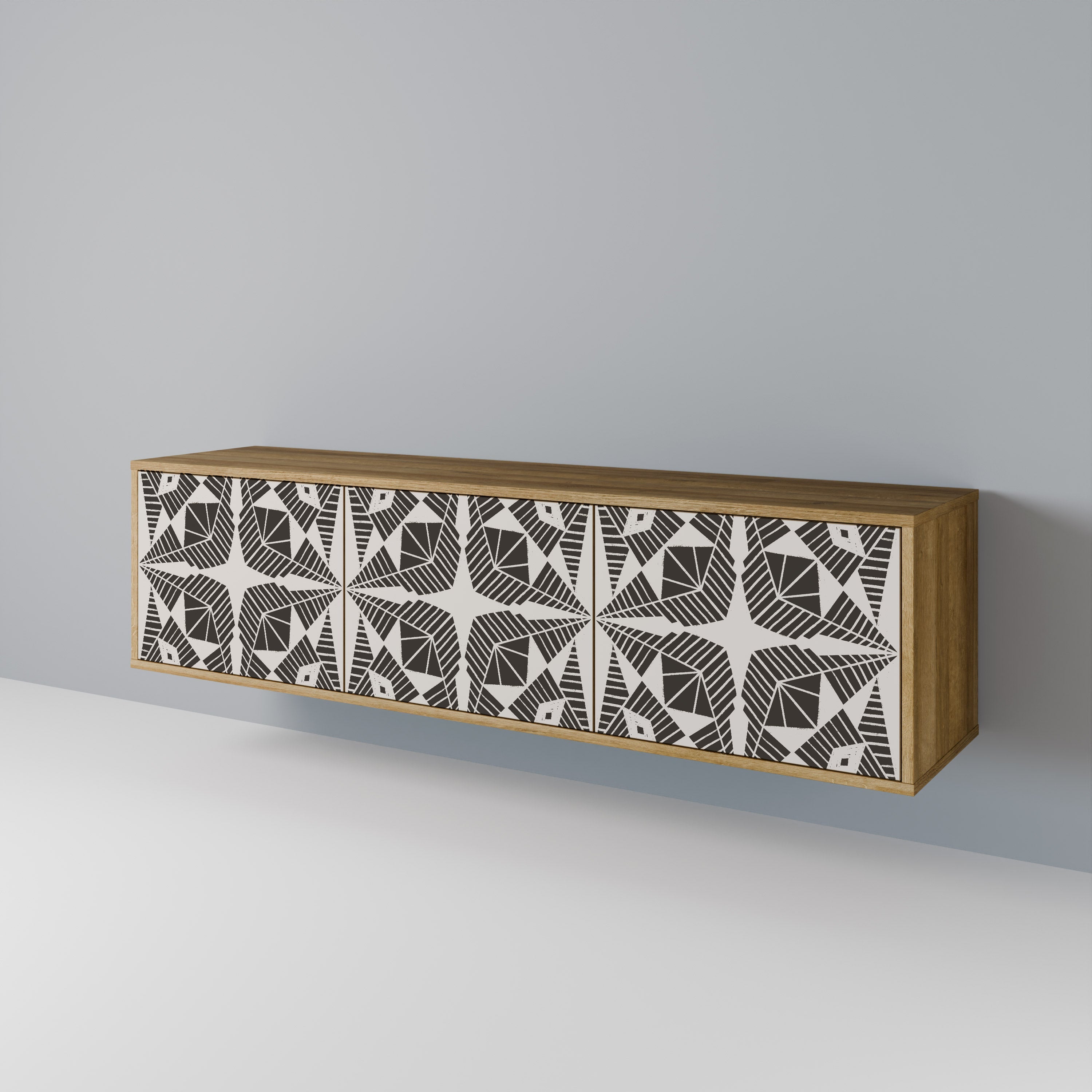 Meuble TV 3 portes MONOCHROME NEXUS effet chêne