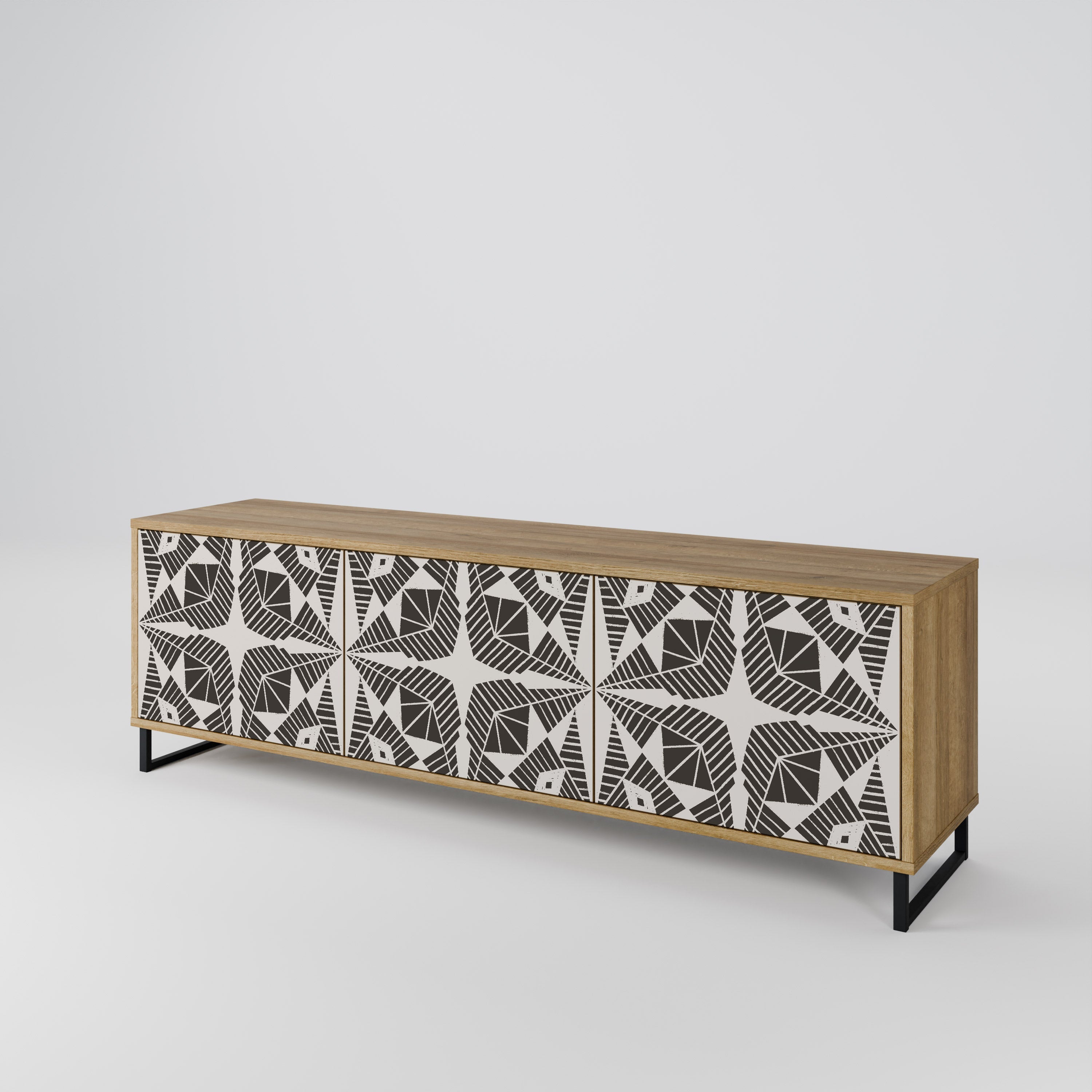 Meuble TV 3 portes MONOCHROME NEXUS effet chêne