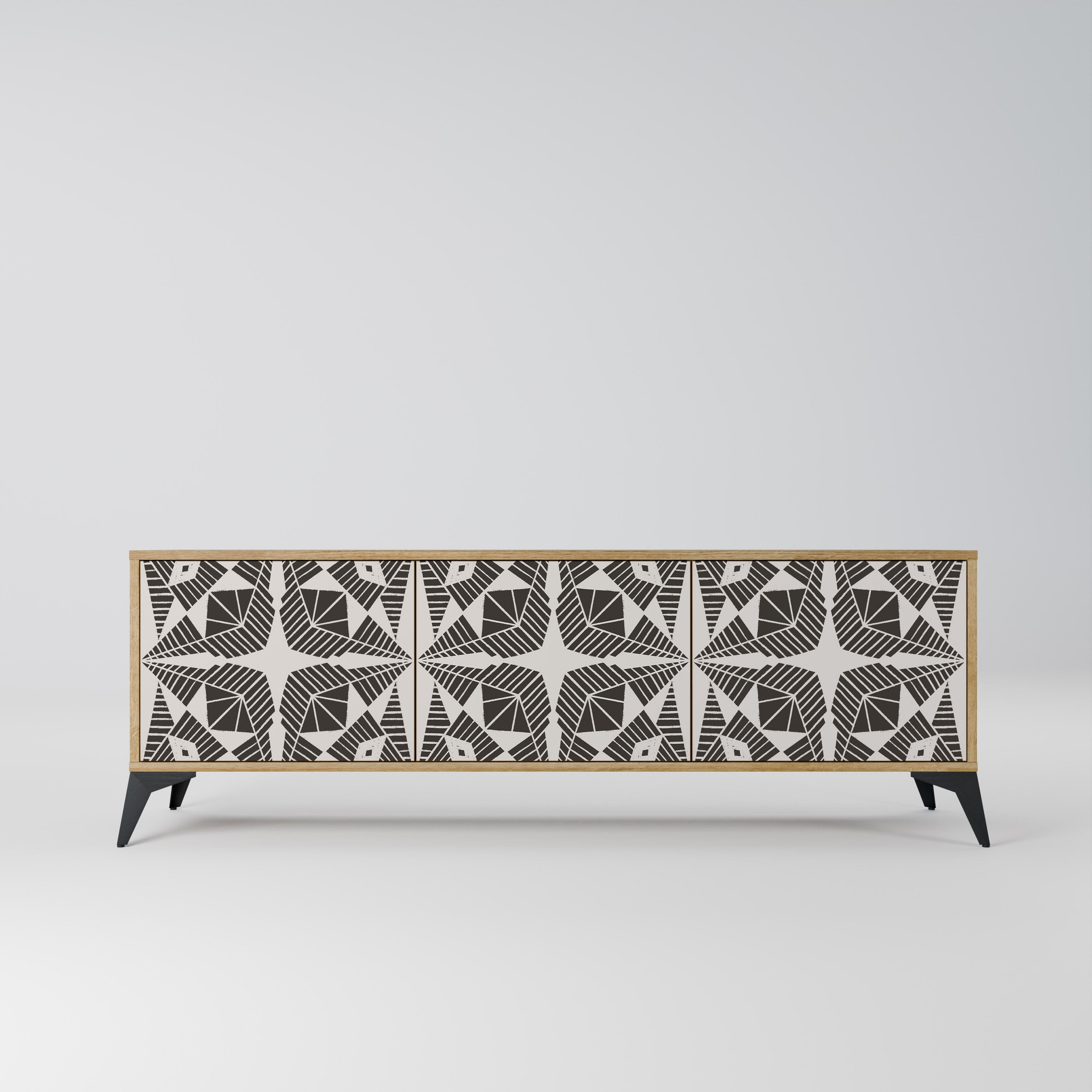 Meuble TV 3 portes MONOCHROME NEXUS effet chêne