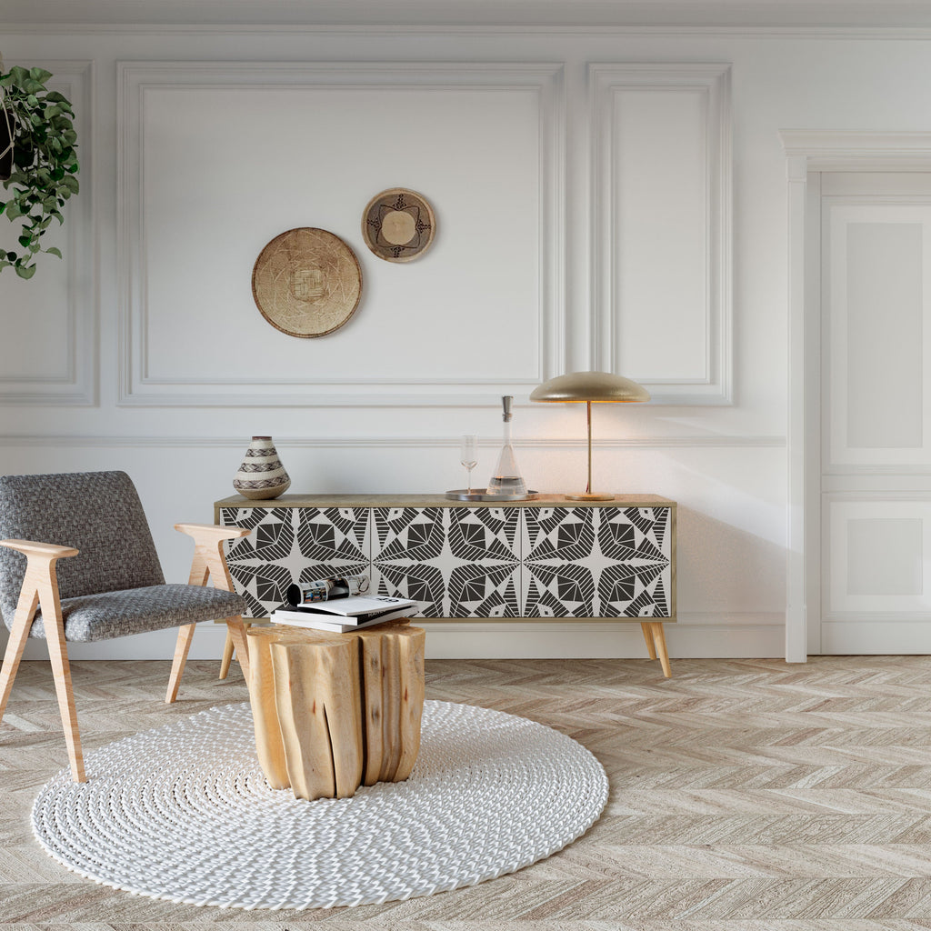 Meuble TV 3 portes MONOCHROME NEXUS effet chêne