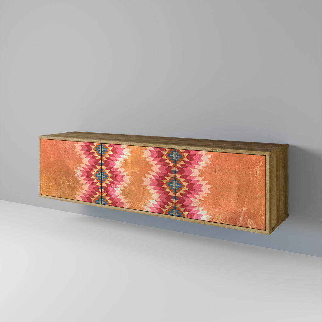 Meuble TV 3 portes INDIAN FOLK effet chêne