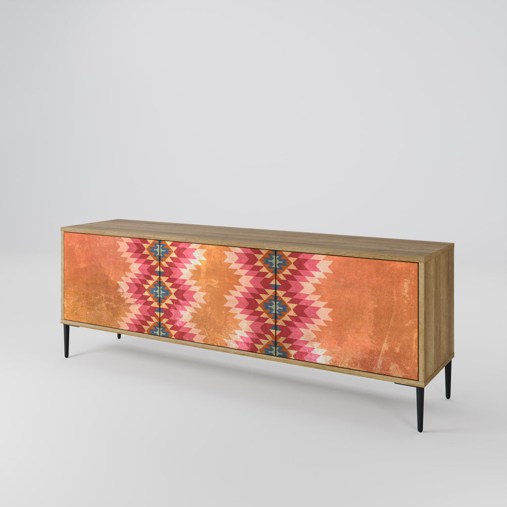 Meuble TV 3 portes INDIAN FOLK effet chêne