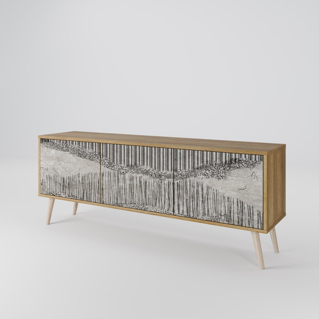 Meuble TV 3 portes GRAIN LINES effet chêne