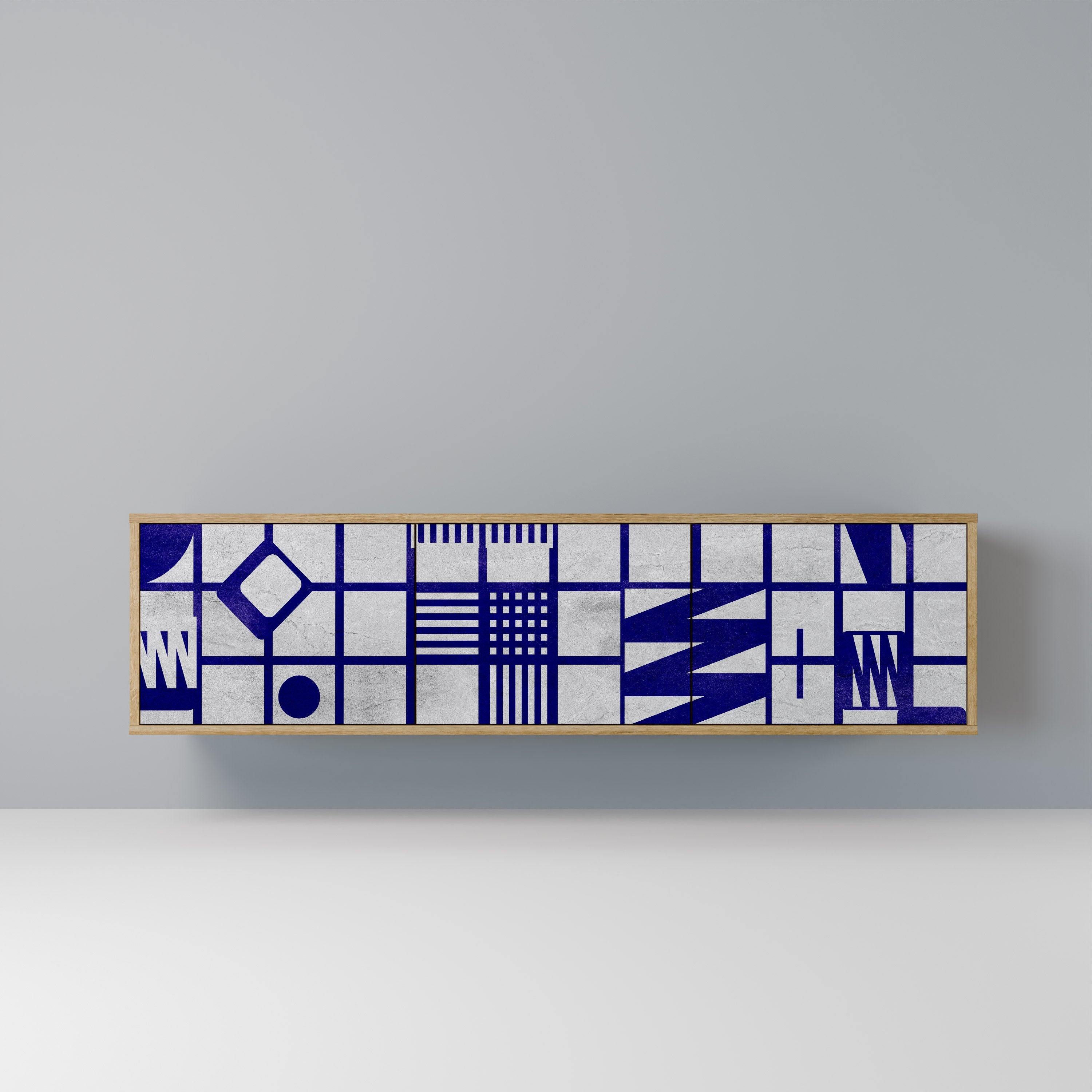 Meuble TV 3 portes effet chêne THE RIGHT PLACES