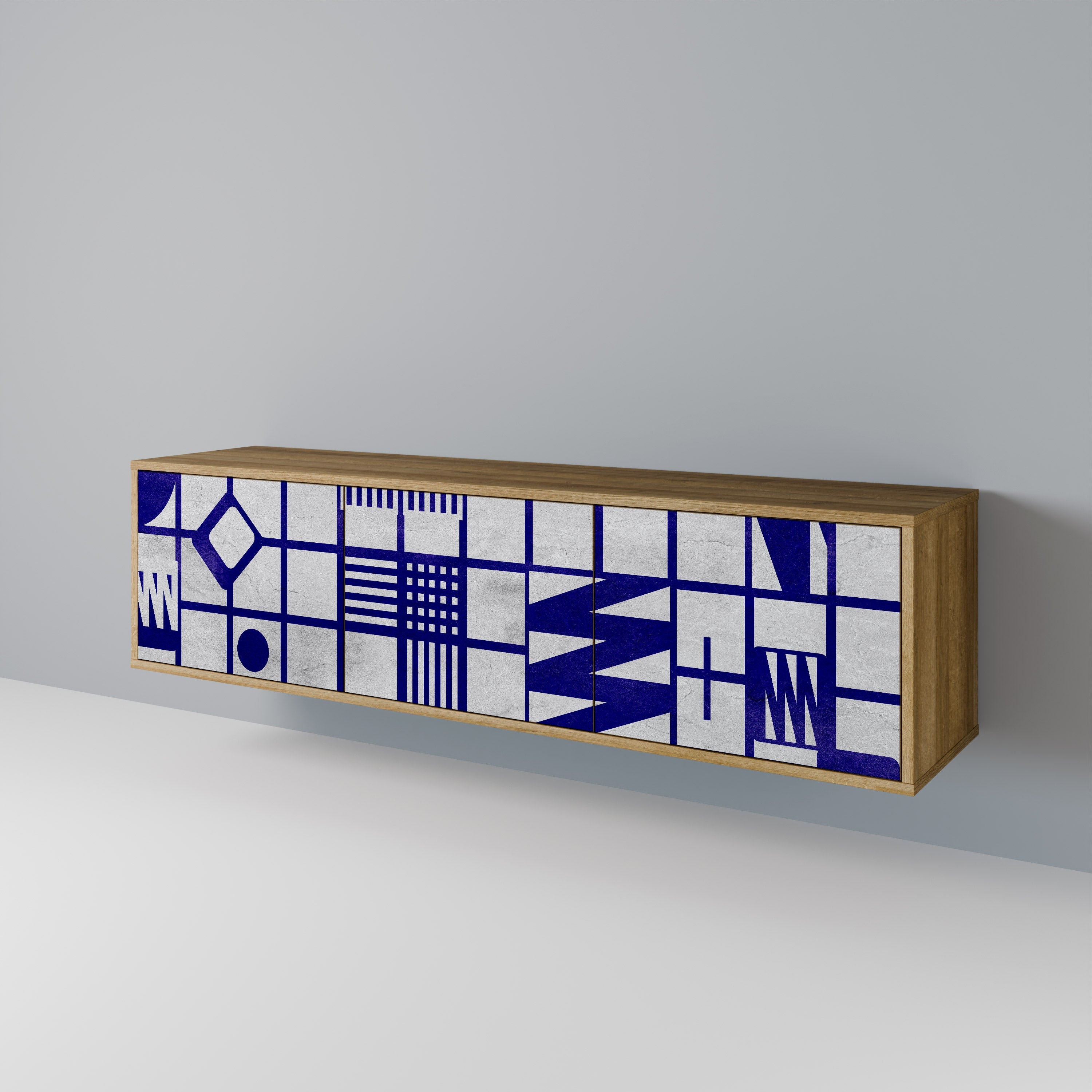 Meuble TV 3 portes effet chêne THE RIGHT PLACES