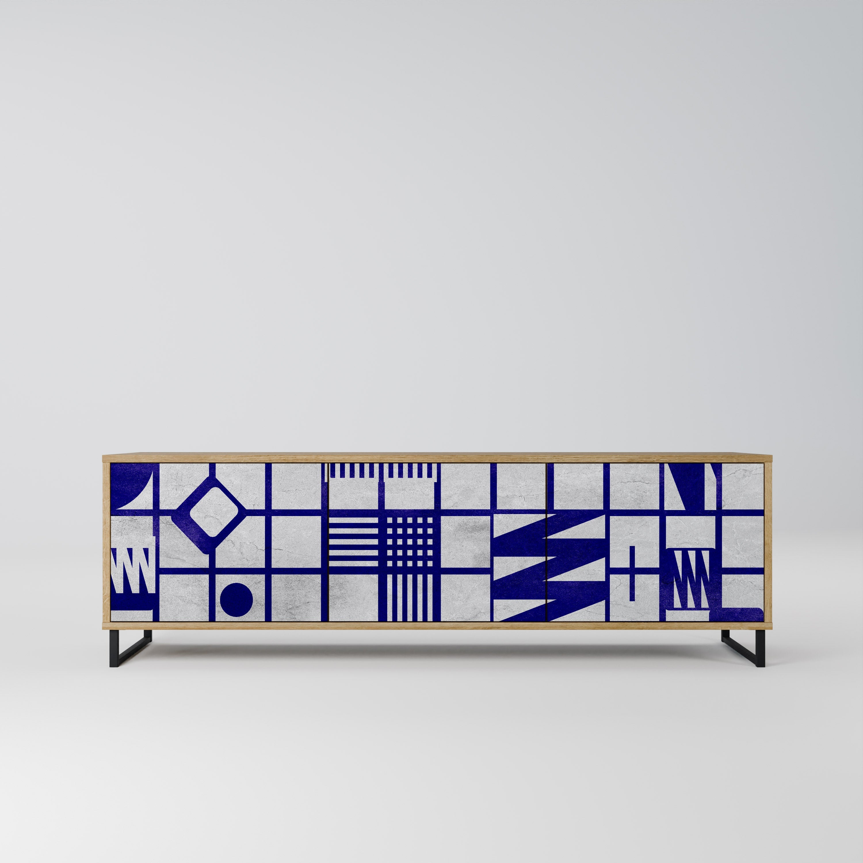 Meuble TV 3 portes effet chêne THE RIGHT PLACES