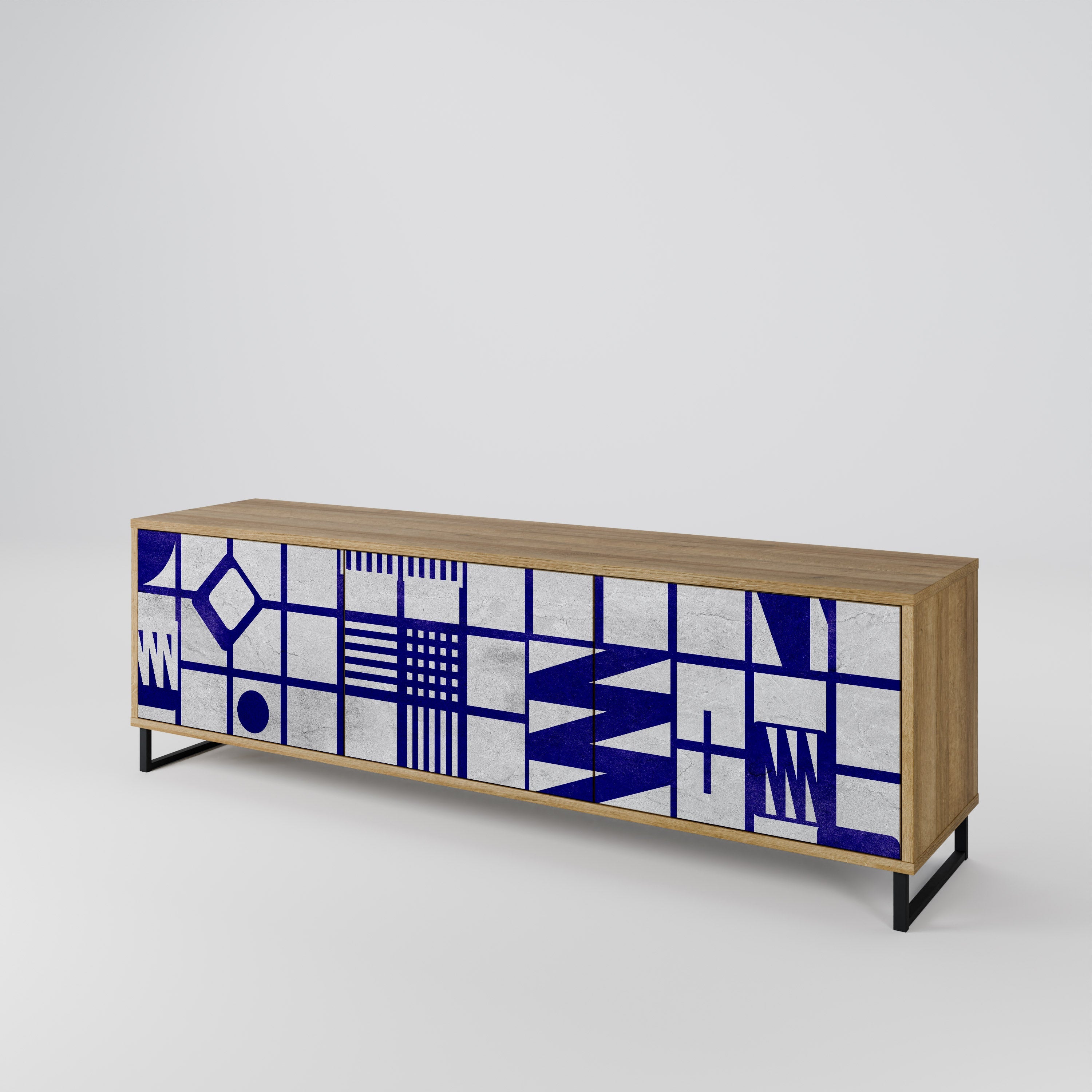 Meuble TV 3 portes effet chêne THE RIGHT PLACES