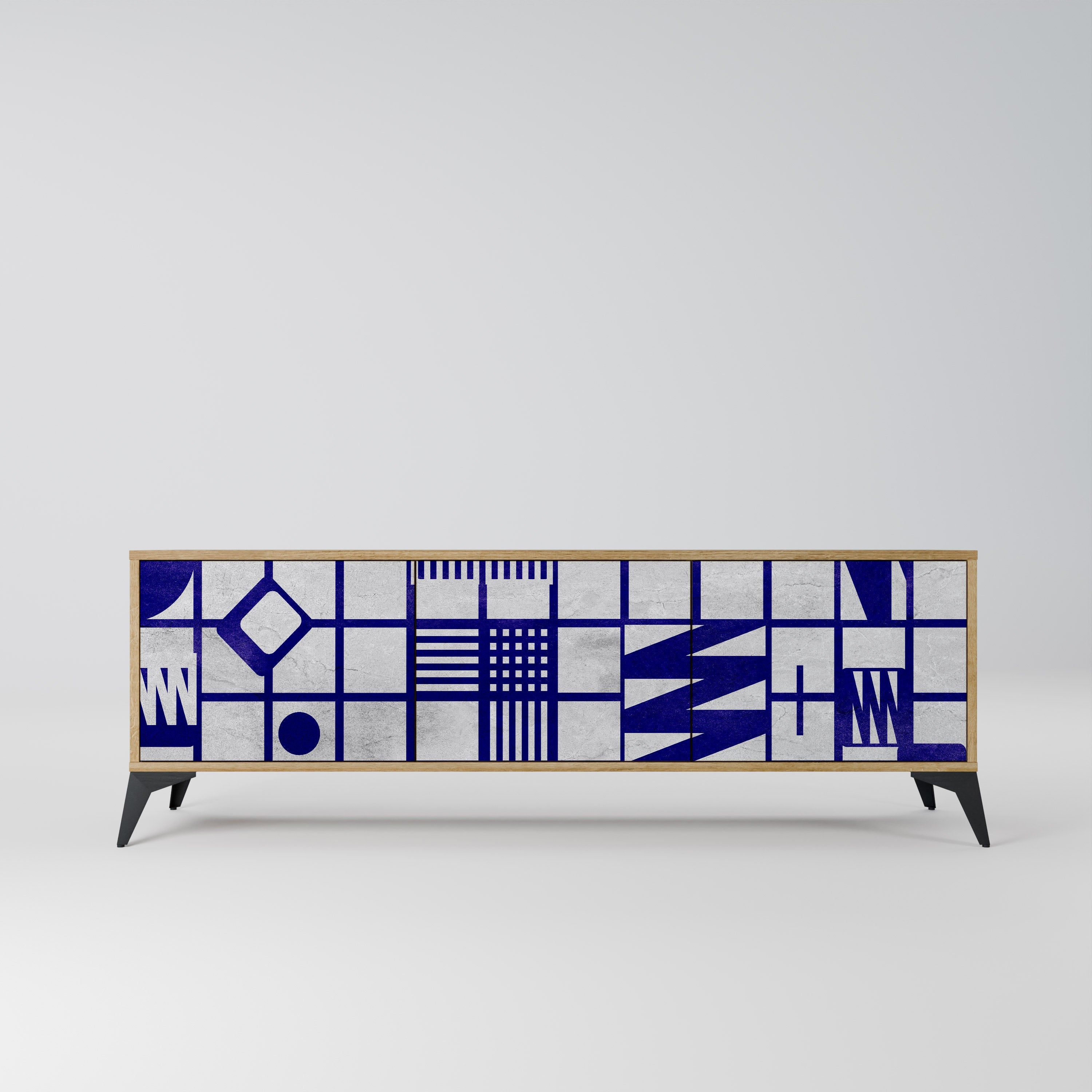 Meuble TV 3 portes effet chêne THE RIGHT PLACES