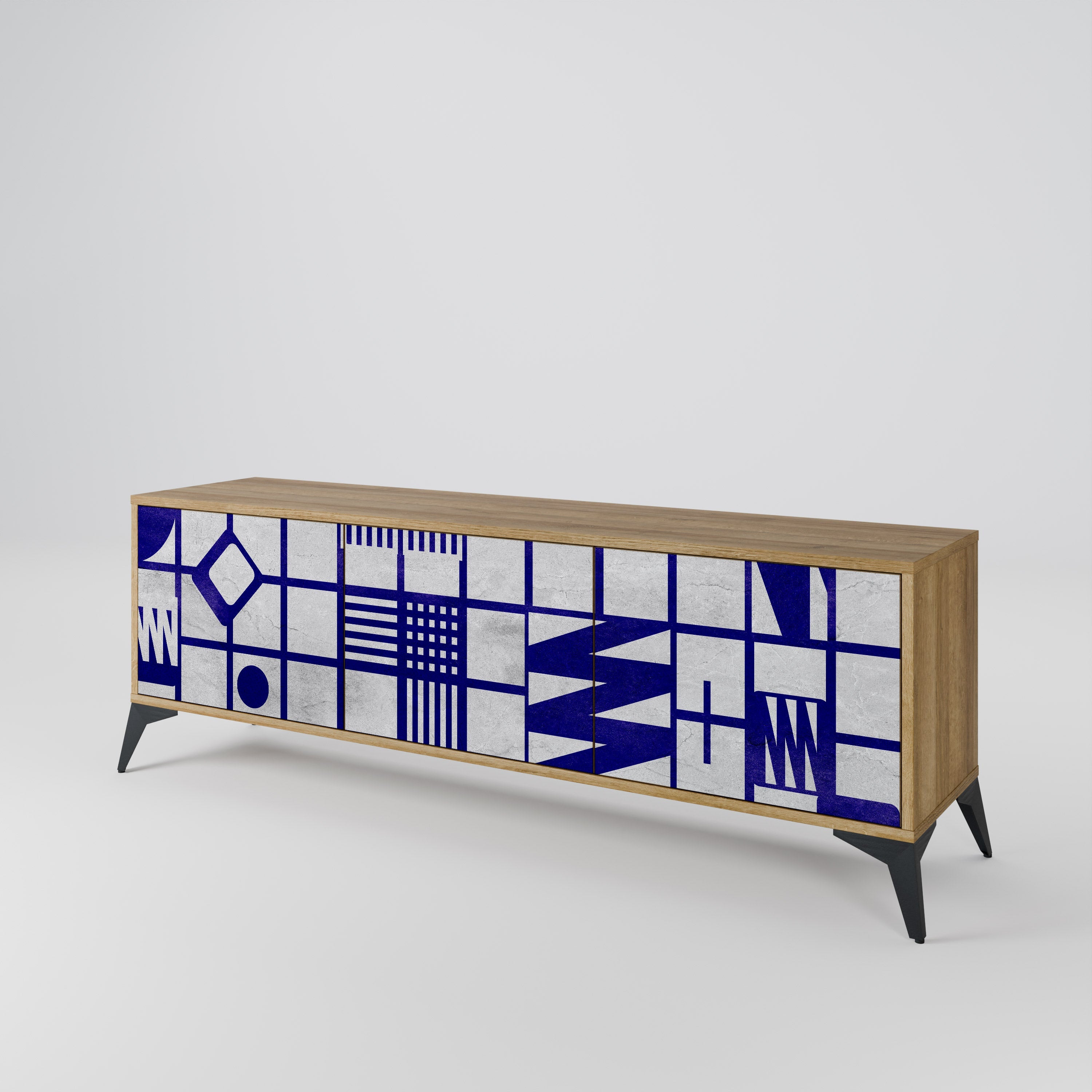 Meuble TV 3 portes effet chêne THE RIGHT PLACES