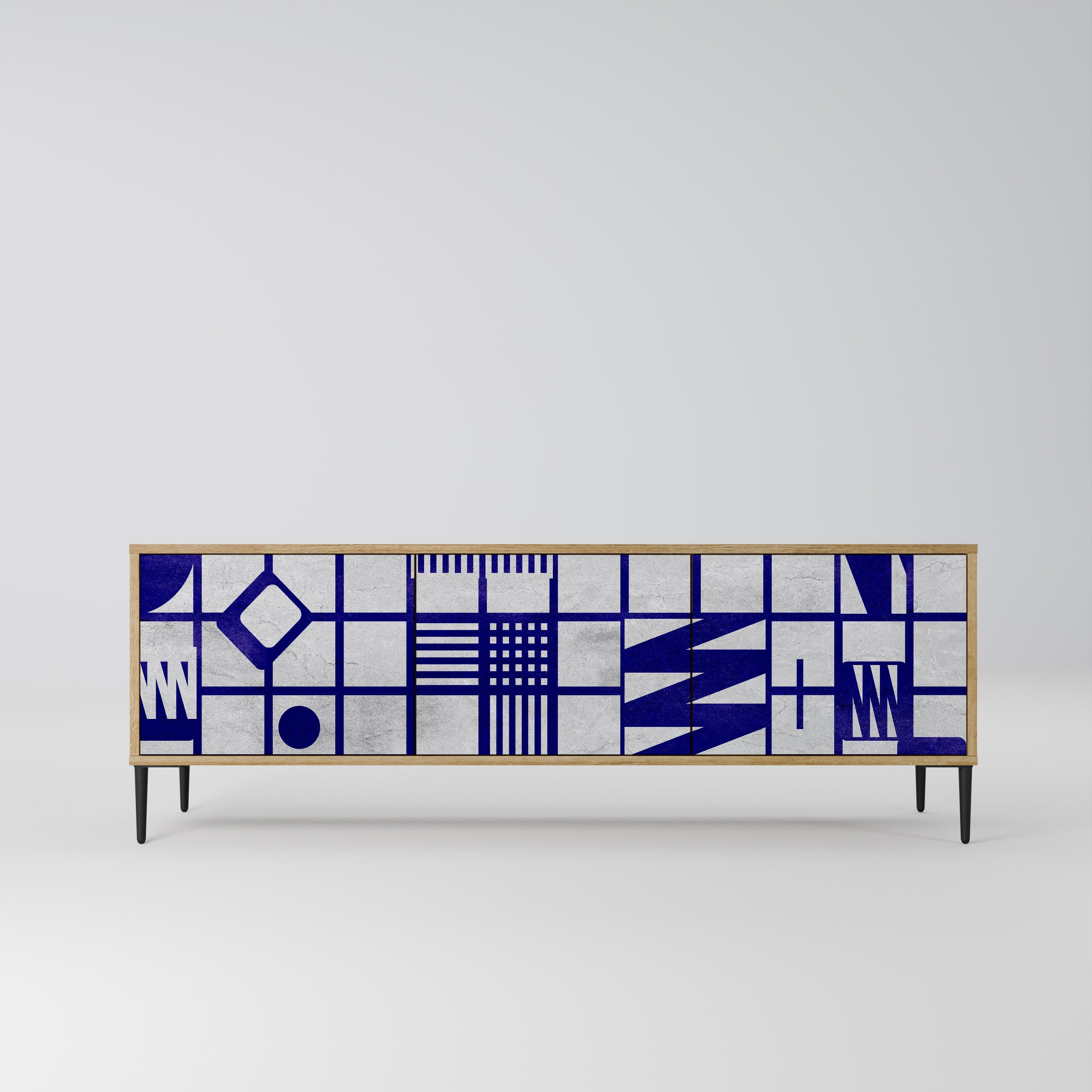 Meuble TV 3 portes effet chêne THE RIGHT PLACES