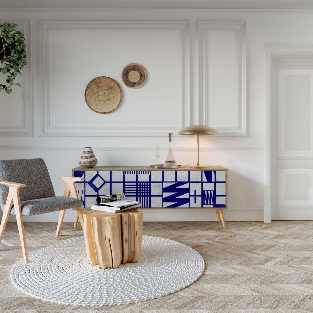 Meuble TV 3 portes effet chêne THE RIGHT PLACES