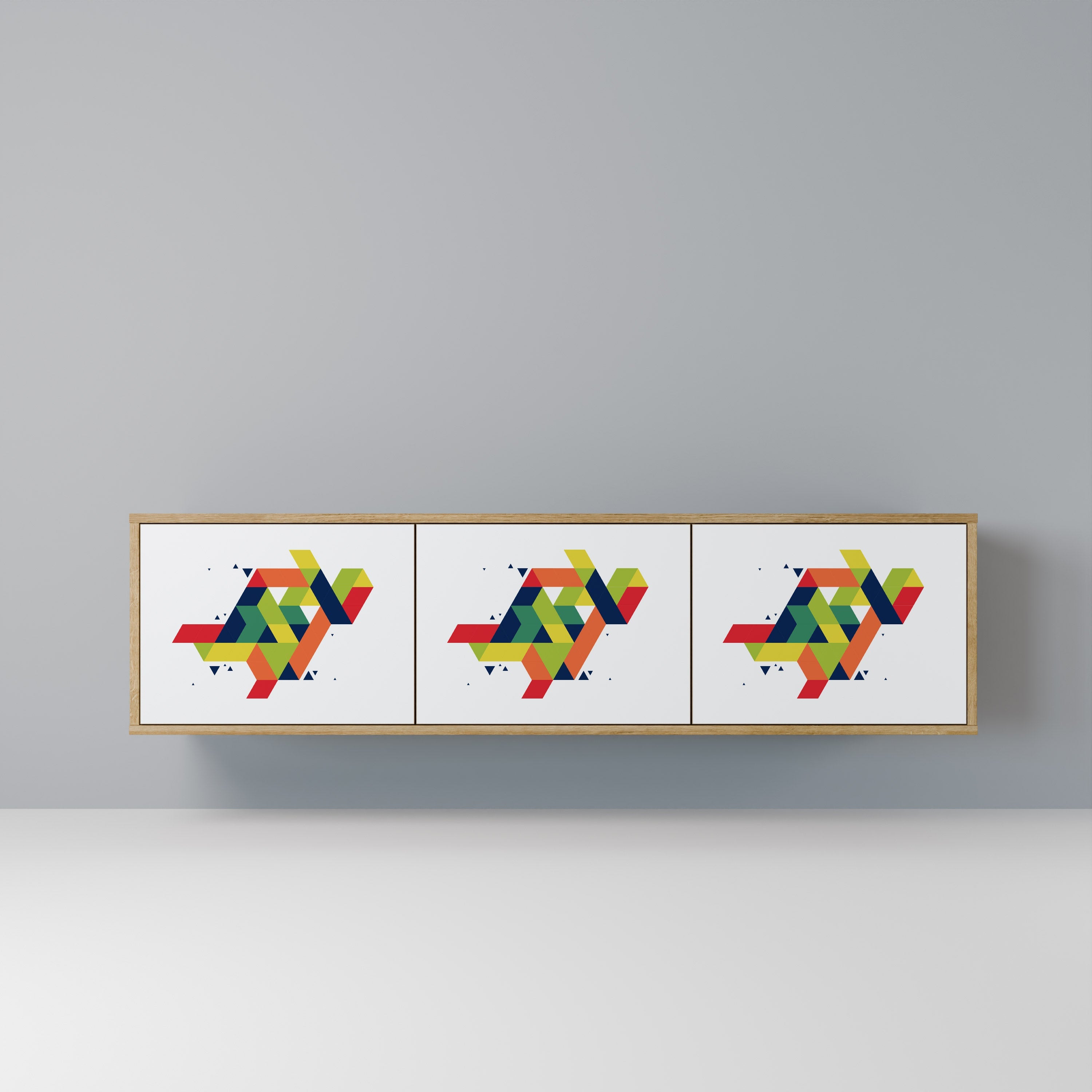 Meuble TV 3 portes FUTURE SIGN effet chêne