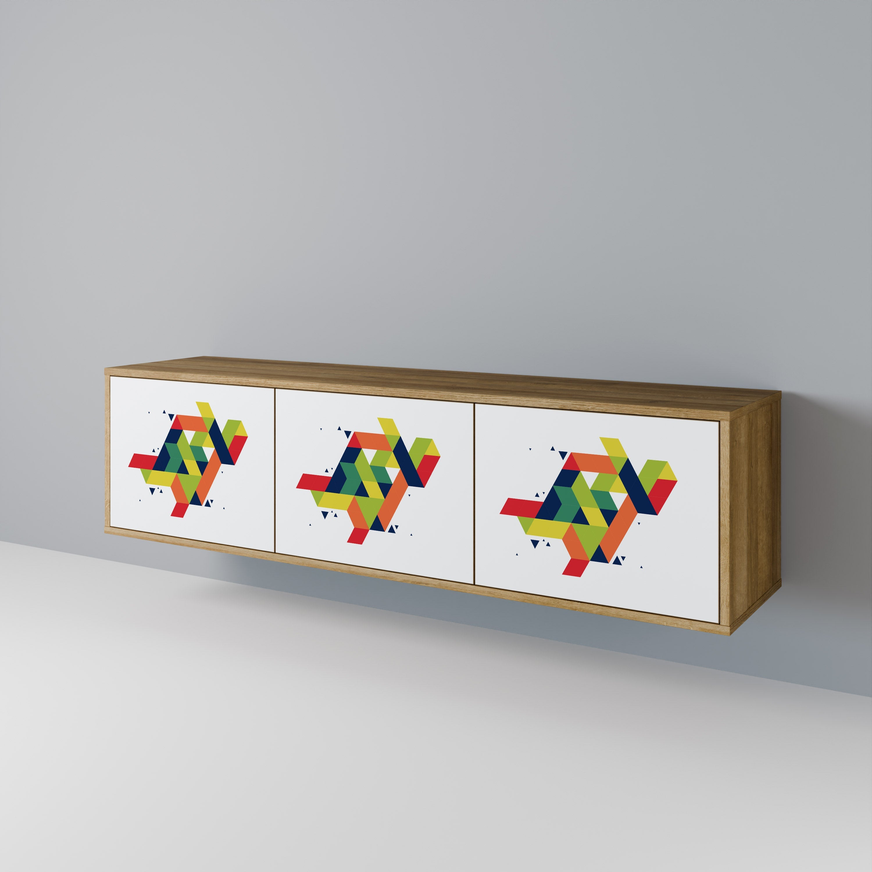 Meuble TV 3 portes FUTURE SIGN effet chêne