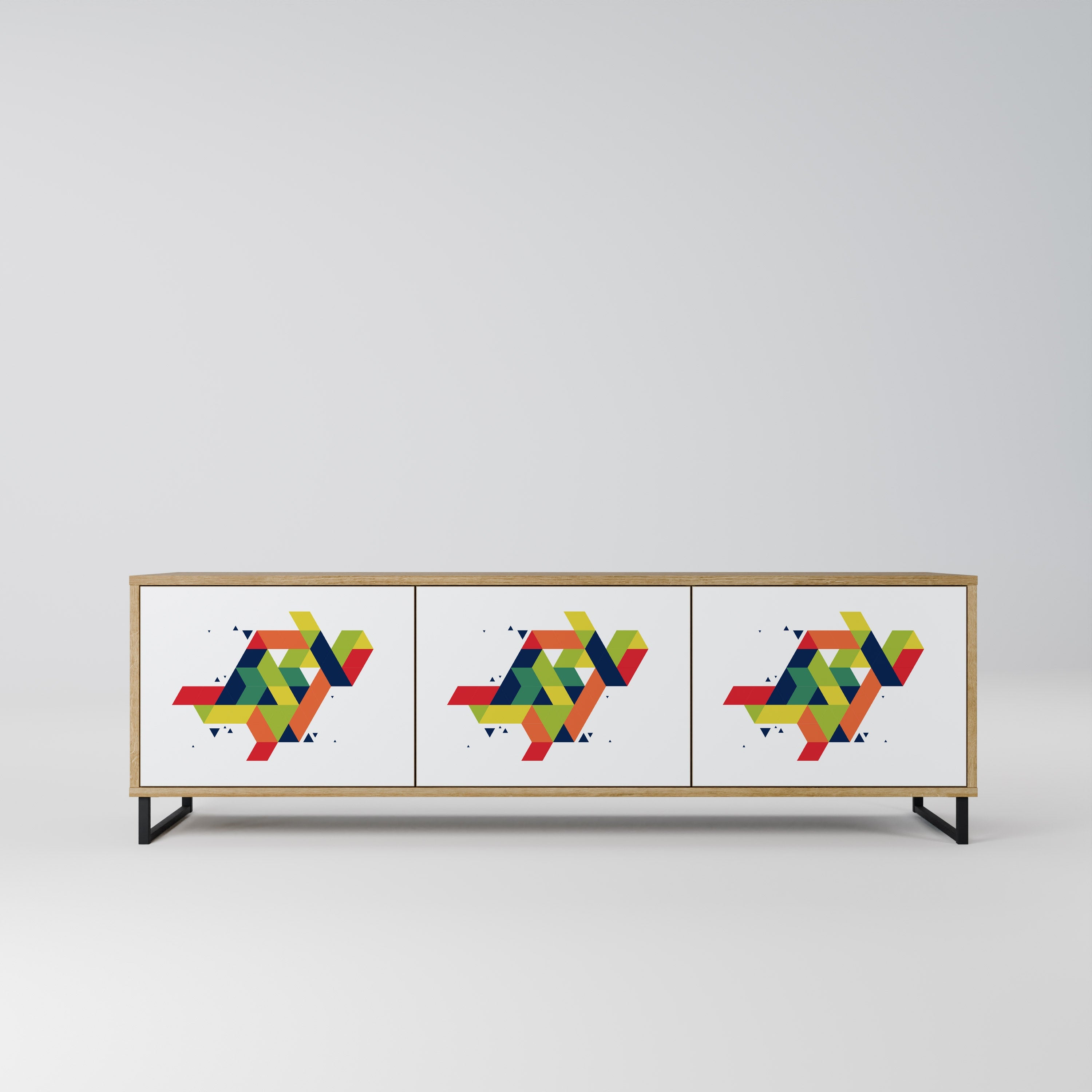 Meuble TV 3 portes FUTURE SIGN effet chêne