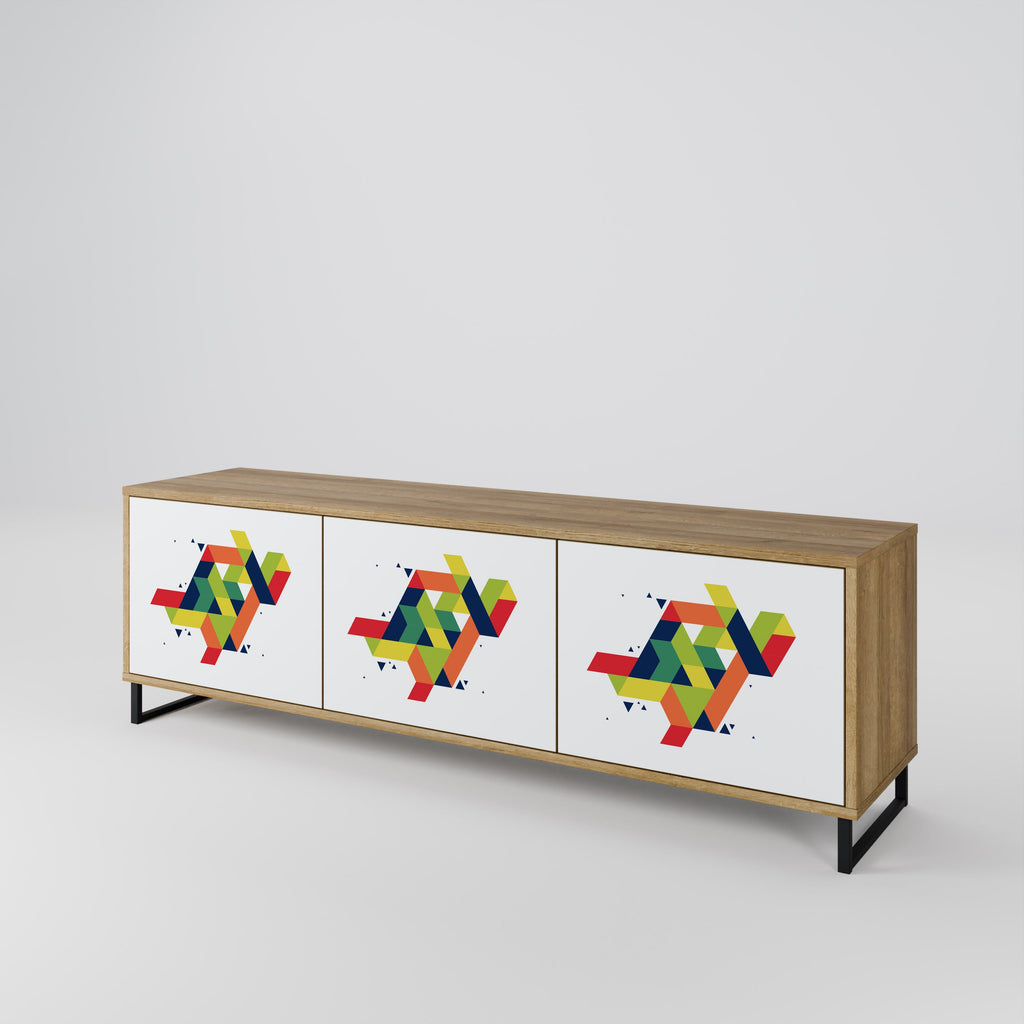 Meuble TV 3 portes FUTURE SIGN effet chêne